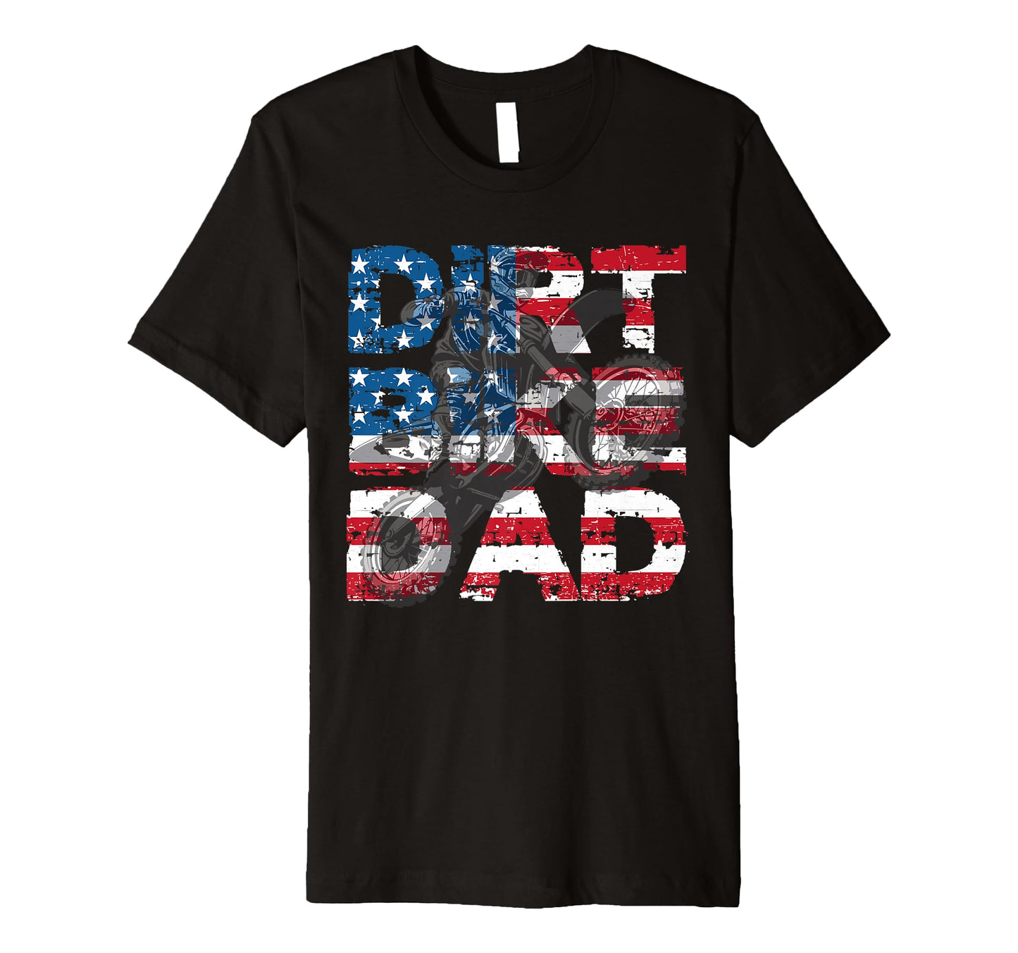 Mens Dirt Bike Dad American Flag T-Shirt - Custom Art Print for Adults - T-Shirt, Sweatshirt, Hoodie