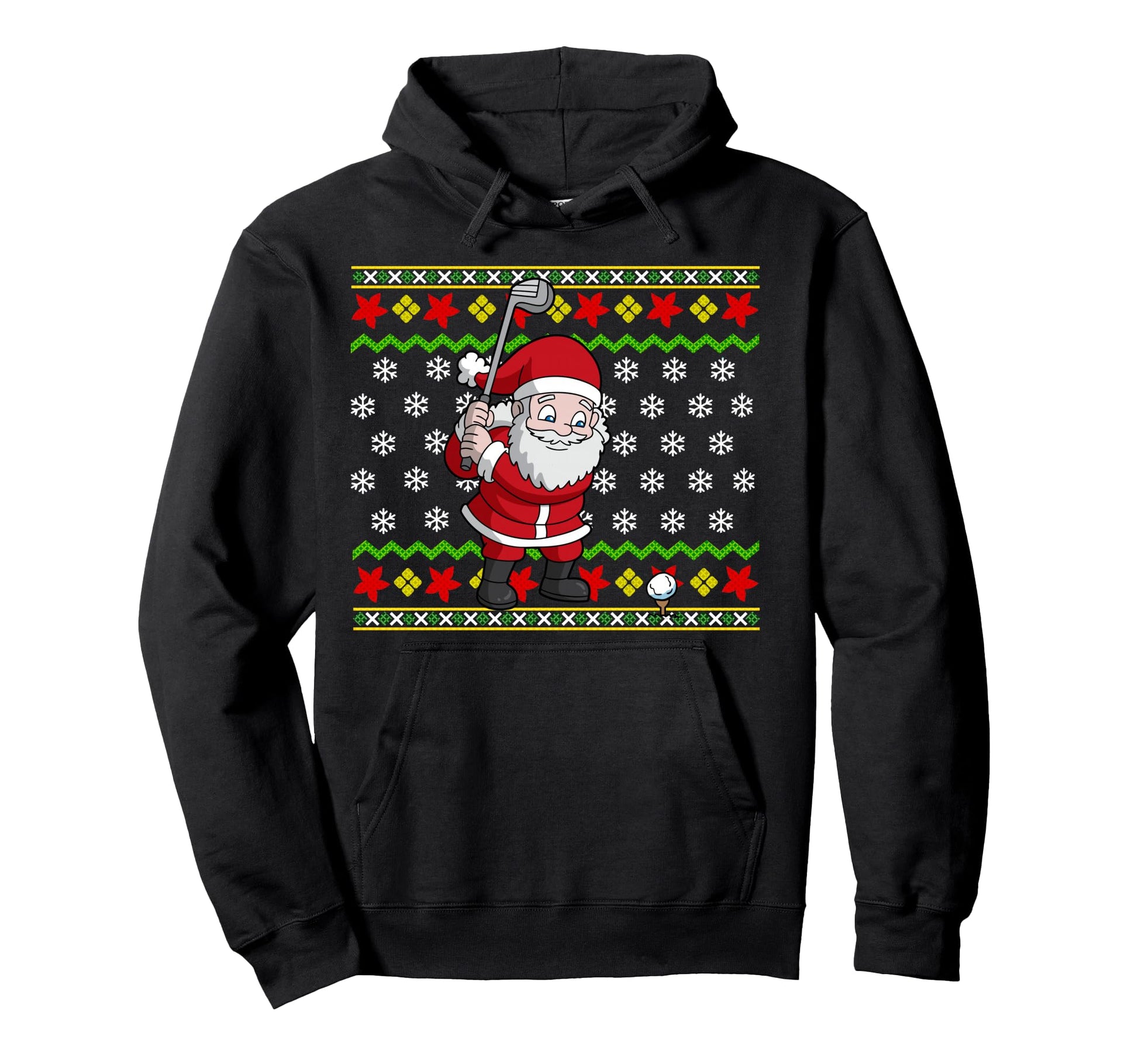 Golfing Santa Claus Golfer Golf Hoodie - Novelty Apparel for Adults - T-Shirt, Sweatshirt, Hoodie