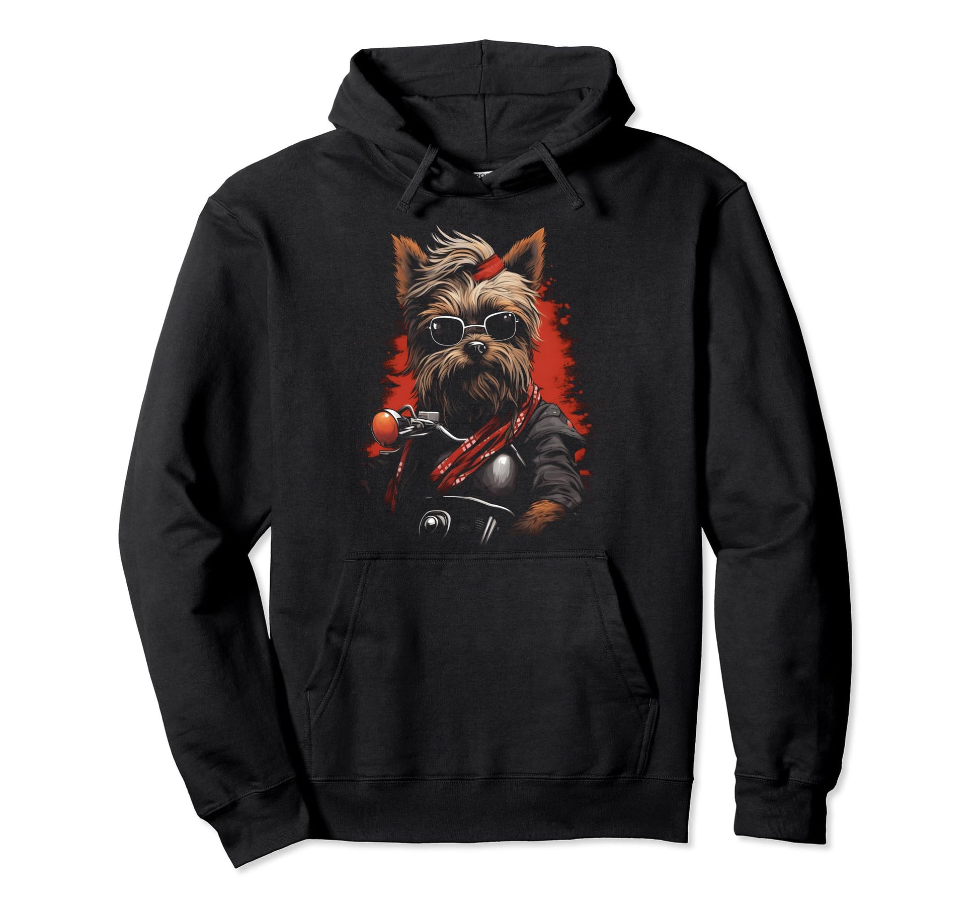 Motorcycle Dad Biker Dog Yorkshire Hoodie - Casual Everyday Wear Unisex - T-Shirt, Sweatshirt, Hoodie