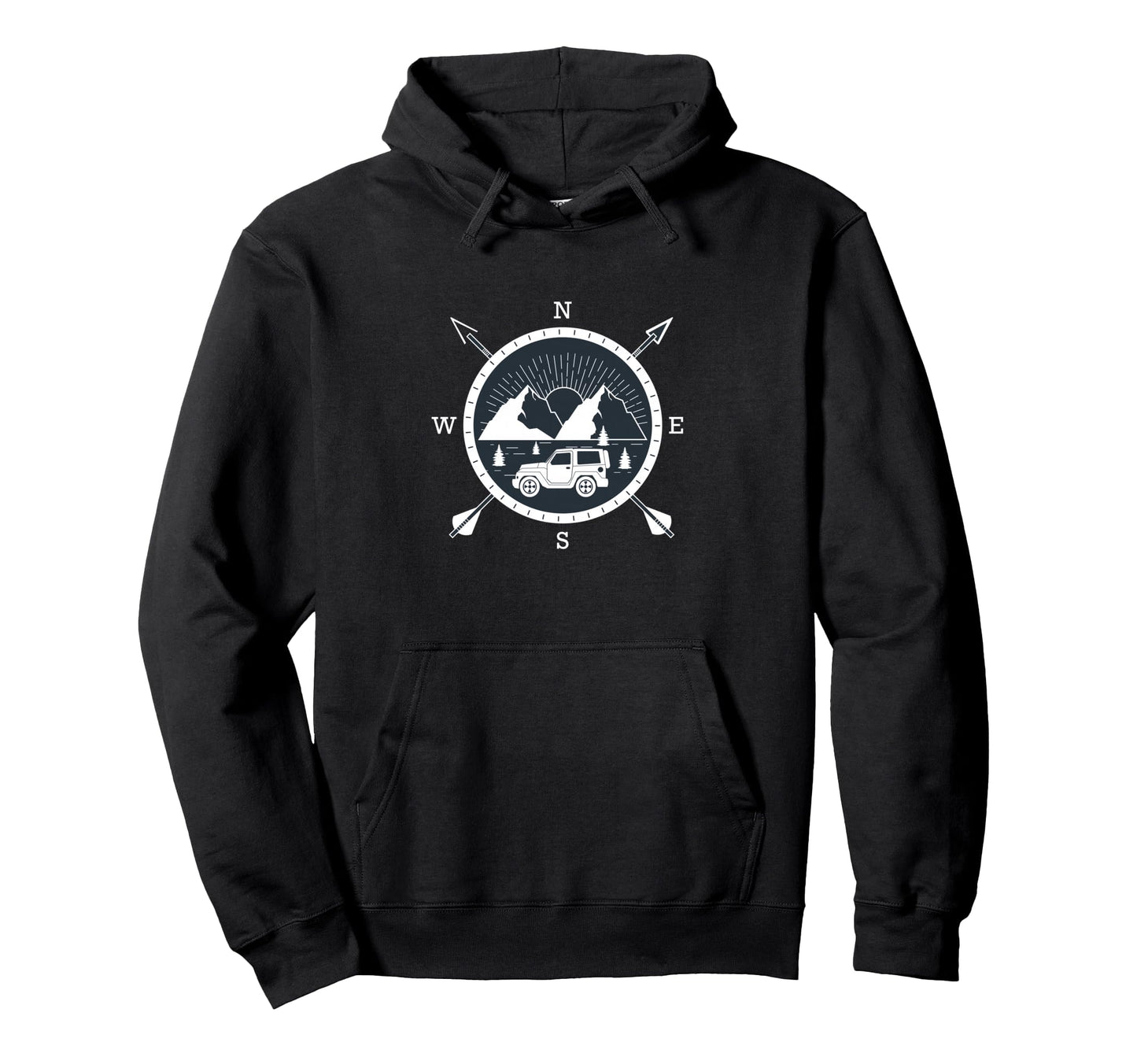 Compass North South West East Travel Hoodie - Fun Novelty Design Unisex - T-Shirt, Sweatshirt, Hoodie