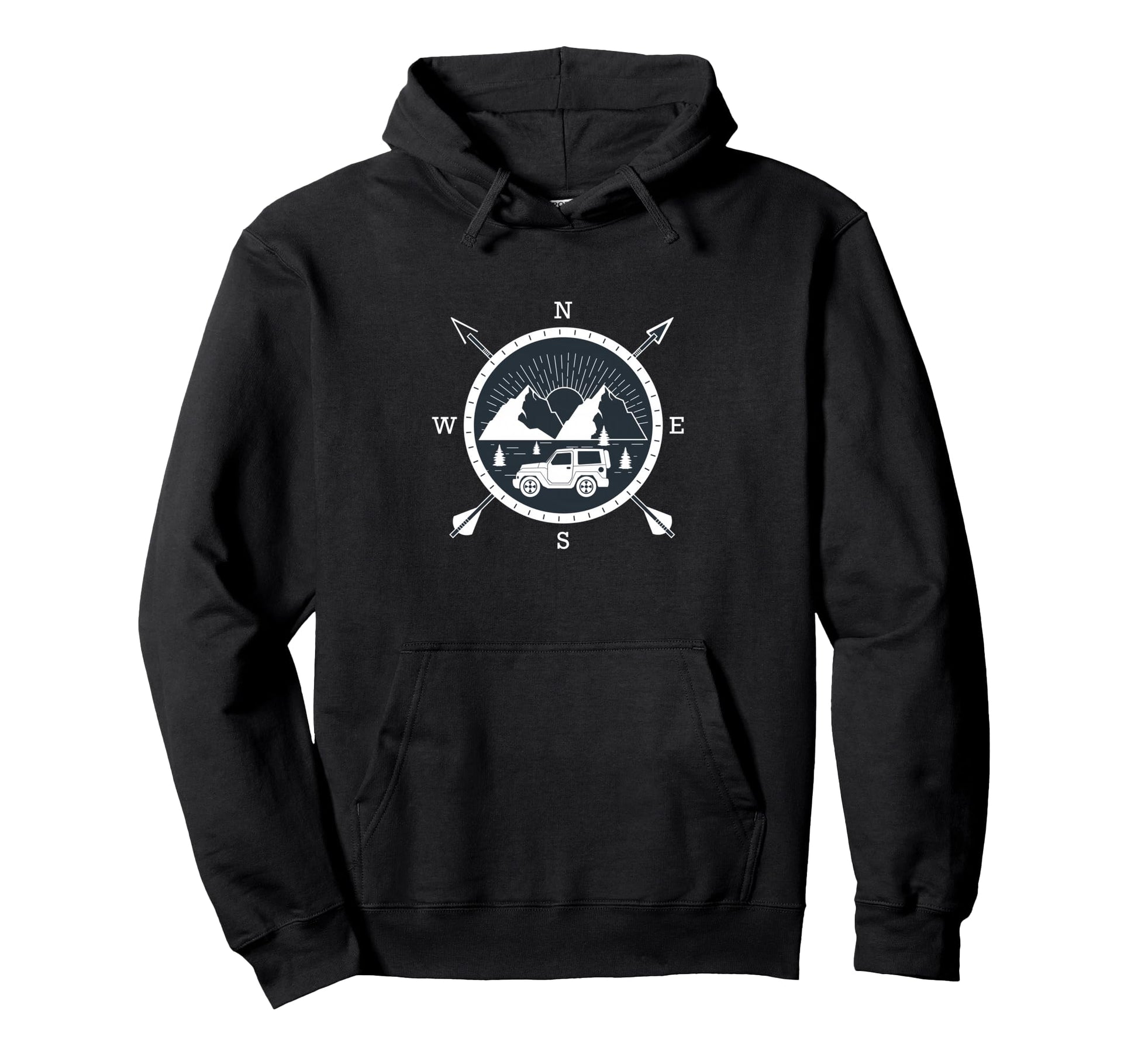 Compass North South West East Travel Hoodie - Fun Novelty Design Unisex - T-Shirt, Sweatshirt, Hoodie