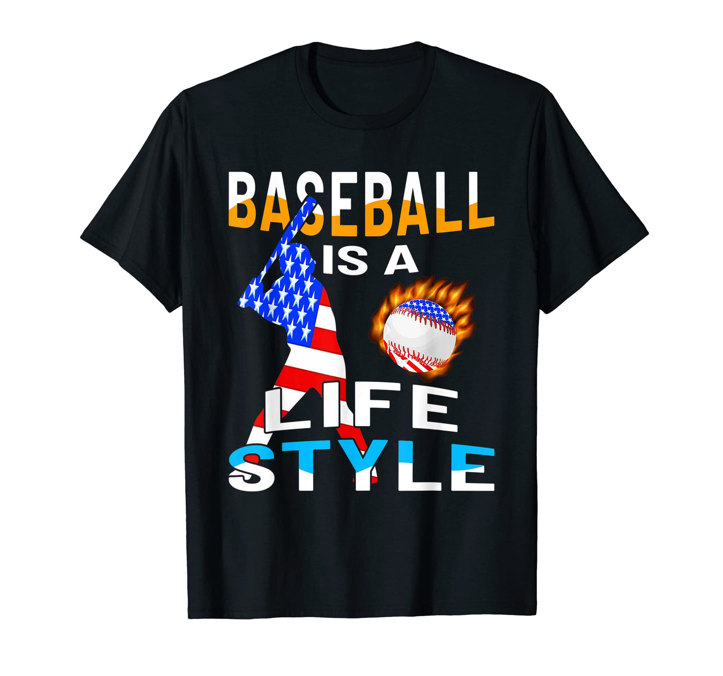 Funny Baseball Patriotic Us Flag T-Shirt - Unique Graphic for Adults - T-Shirt, Sweatshirt, Hoodie