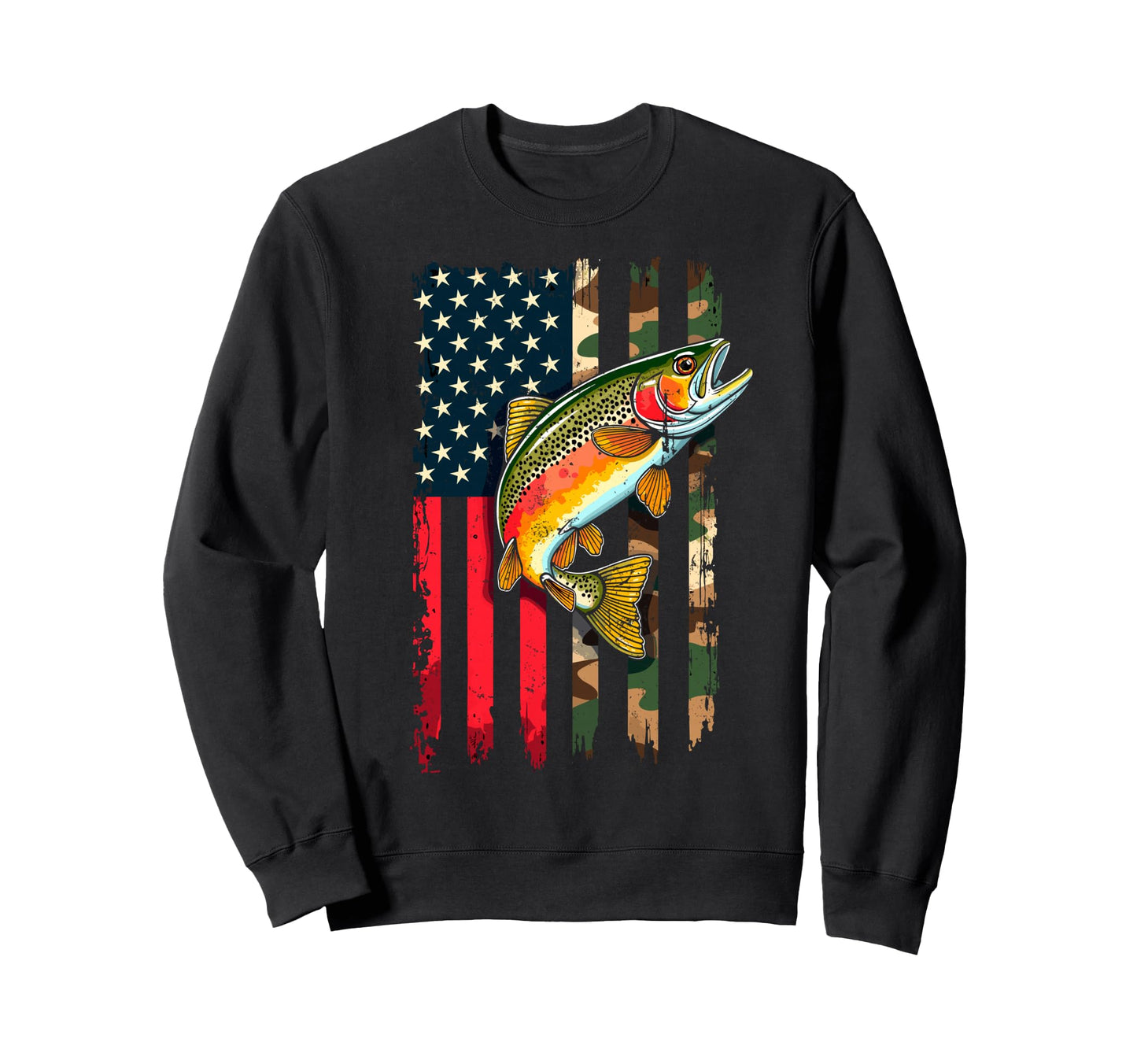 Us American Flag Fishing Lover Fish Sweatshirt - Unique Graphic for Adults - T-Shirt, Sweatshirt, Hoodie