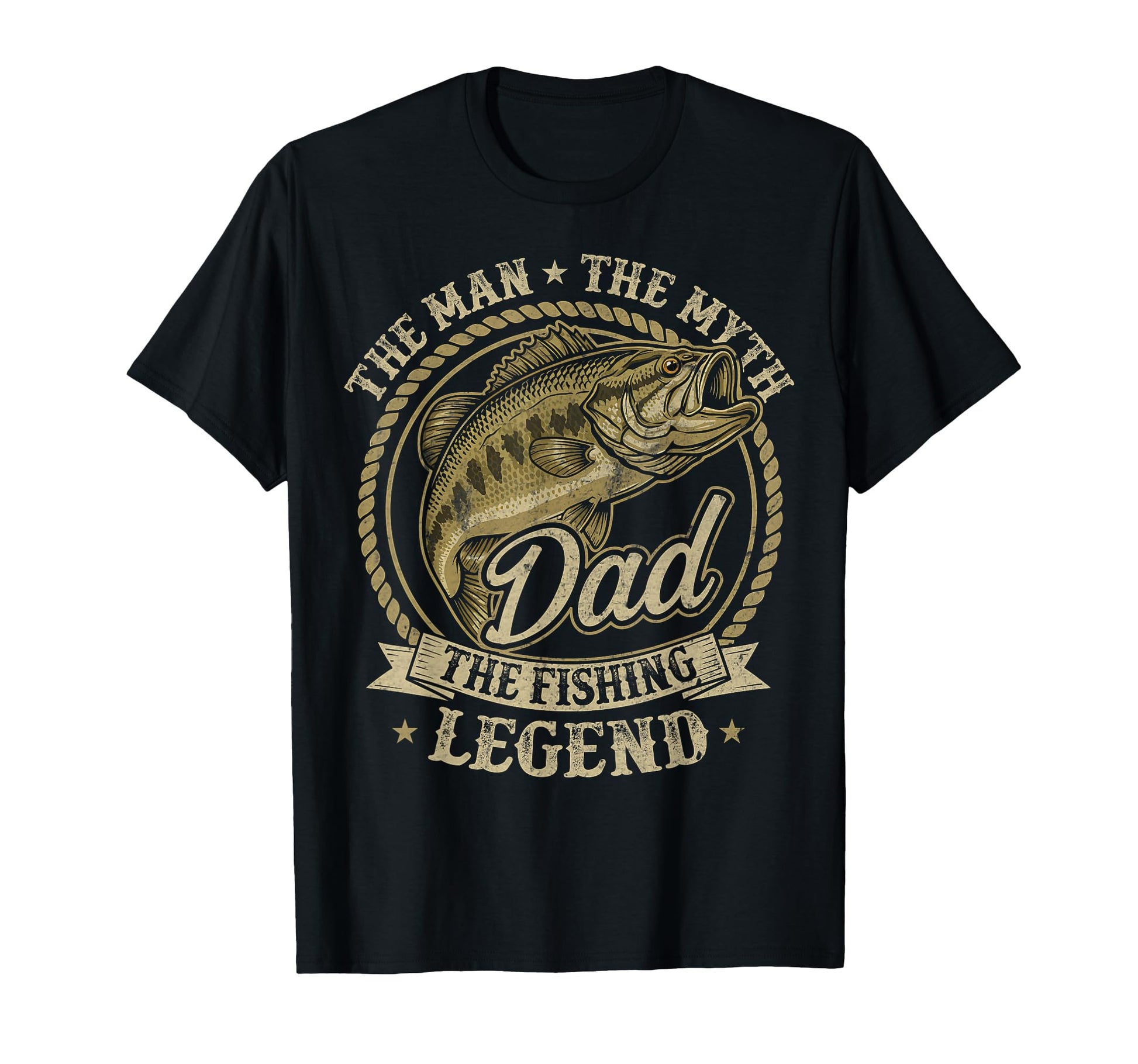 Myth Dad Fishing Legend Bass T-Shirt - Casual Everyday Wear Men Women - T-Shirt, Sweatshirt, Hoodie