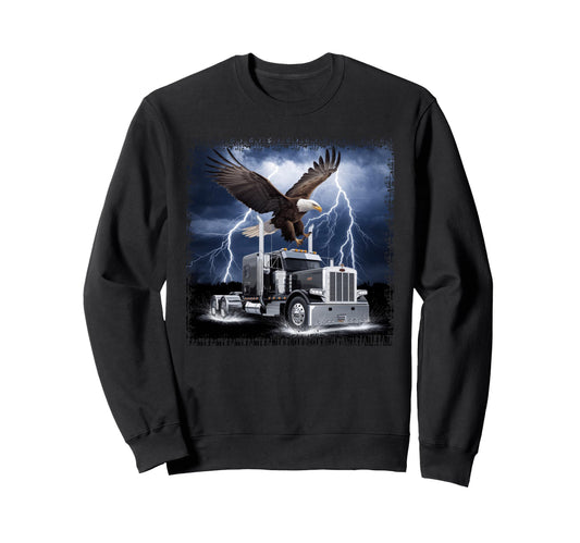 American Flag Trucker Dad Big Rig Sweatshirt - Custom Art Print for Adults - T-Shirt, Sweatshirt, Hoodie