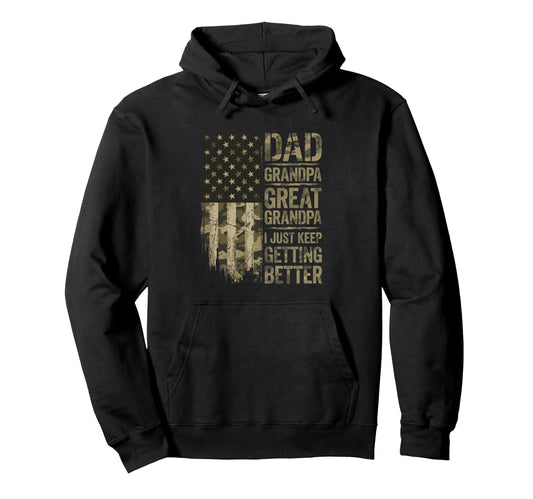 Camouflage Usa Flag Dad Grandpa Great Hoodie - Trendy Graphic Men Women - T-Shirt, Sweatshirt, Hoodie