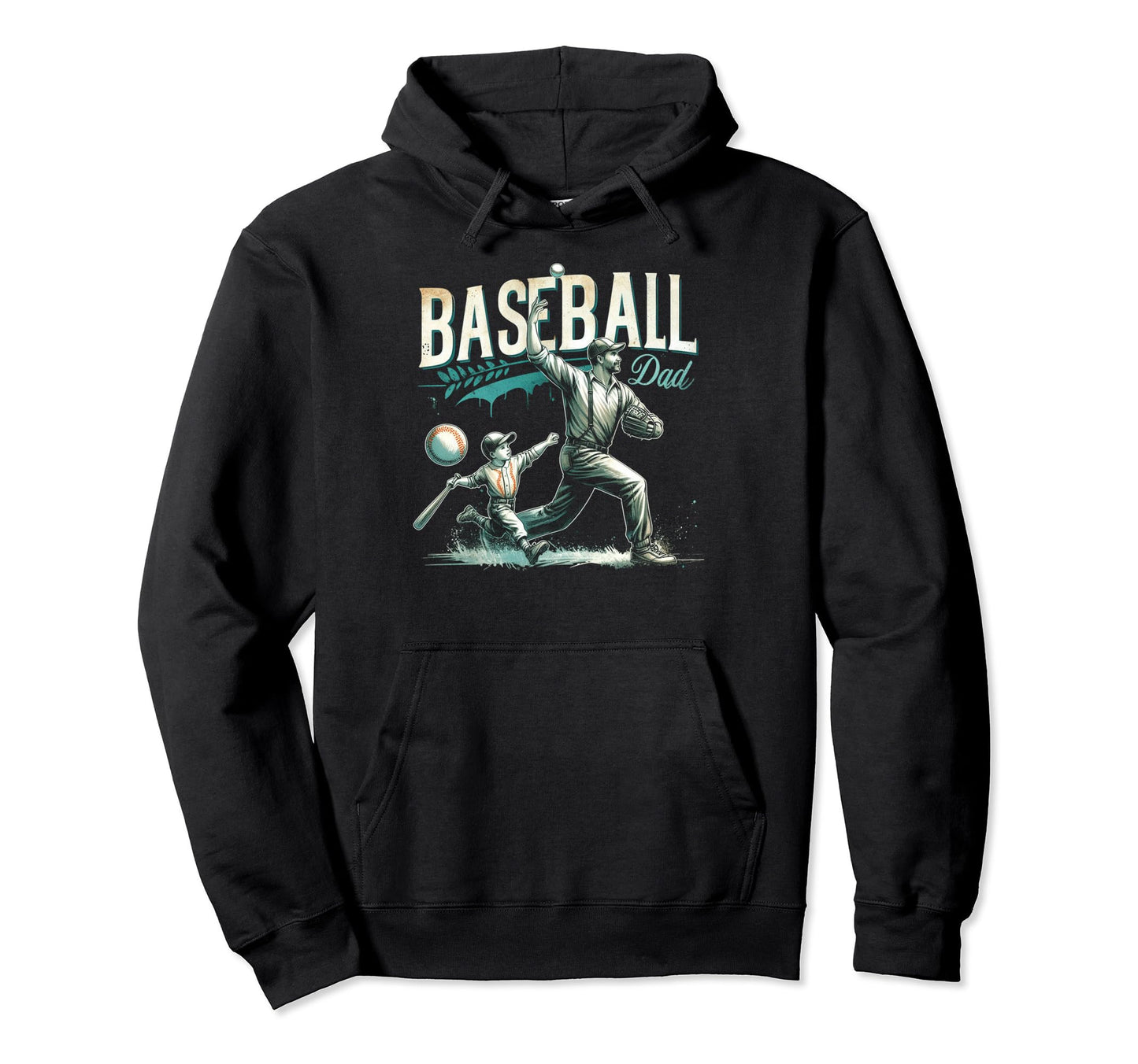 Baseball Dad Fathers Day Hoodie - Unique Graphic Men Women - T-Shirt, Sweatshirt, Hoodie