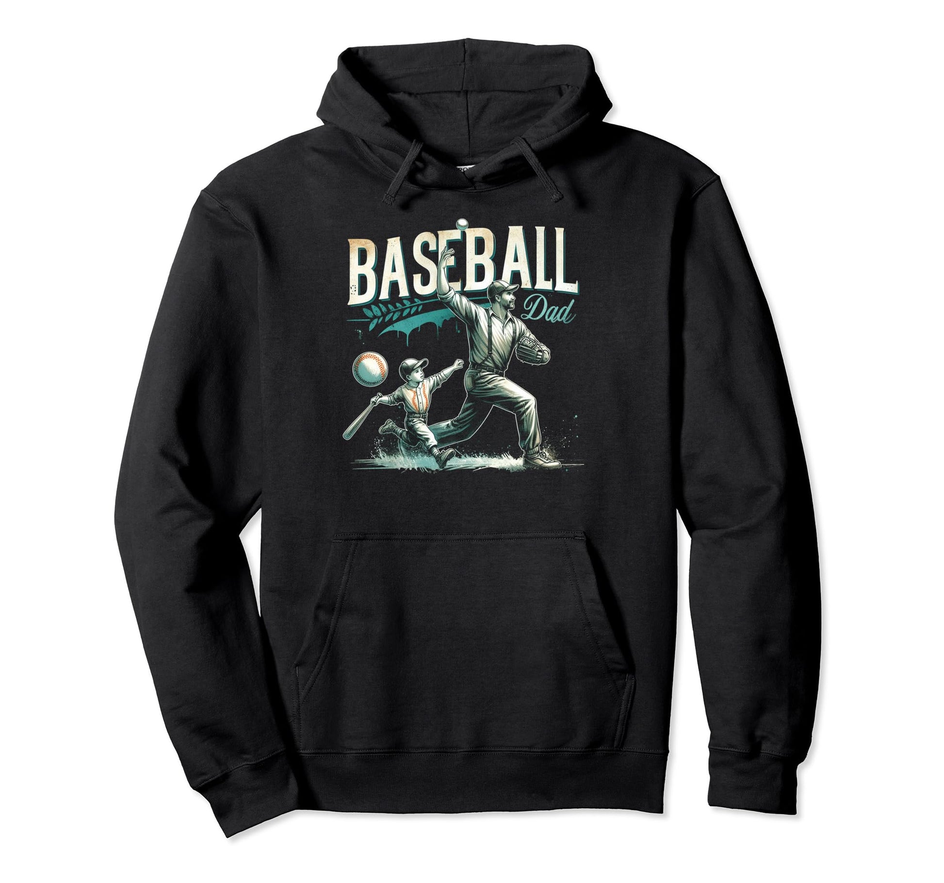 Baseball Dad Fathers Day Hoodie - Unique Graphic Men Women - T-Shirt, Sweatshirt, Hoodie
