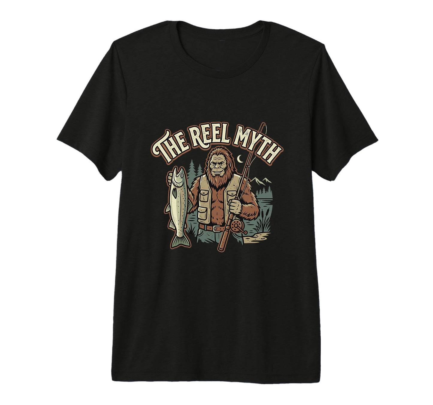 Bigfoot Fishing Reel Myth Funny Reel Myth T-Shirt - Novelty Apparel Unisex - T-Shirt, Sweatshirt, Hoodie