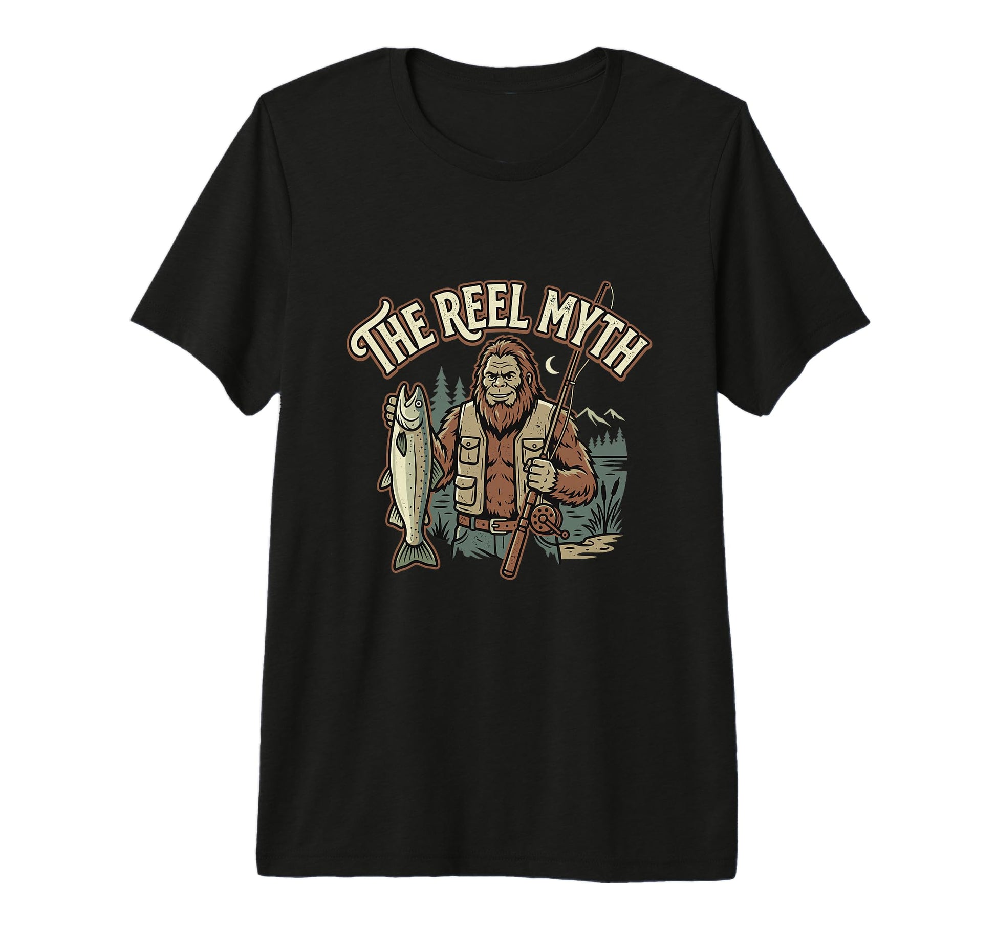 Bigfoot Fishing Reel Myth Funny Reel Myth T-Shirt - Novelty Apparel Unisex - T-Shirt, Sweatshirt, Hoodie