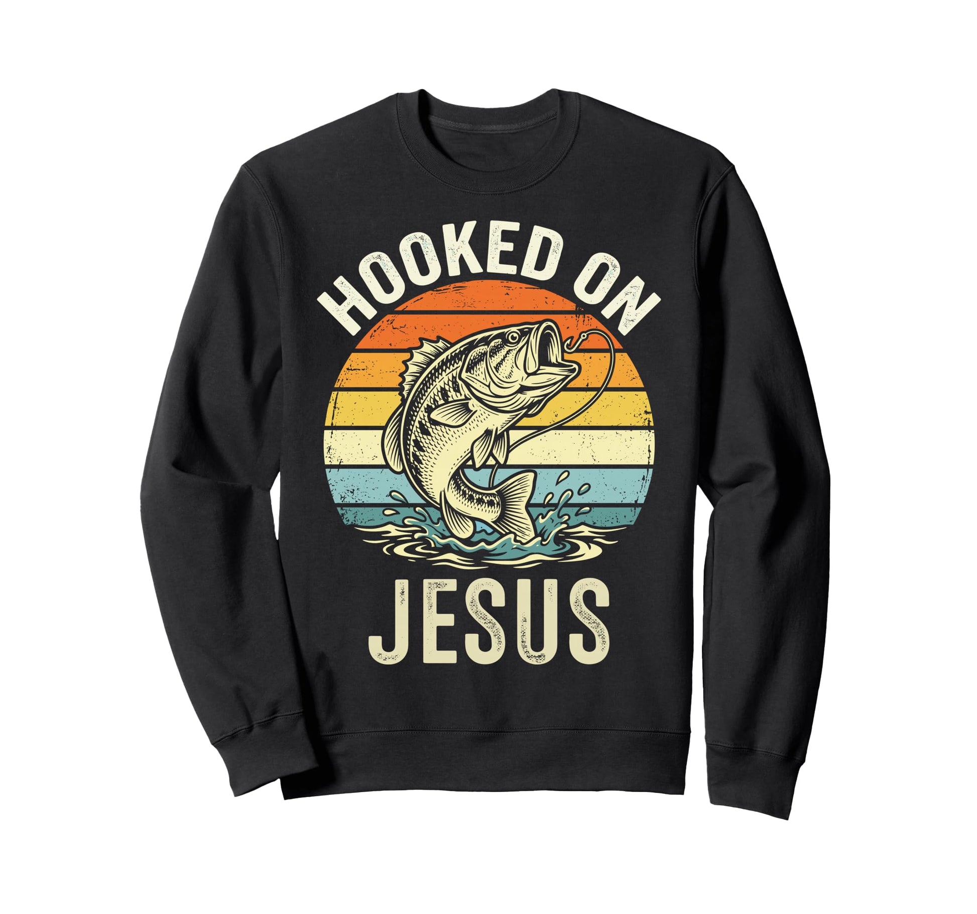 Hooked Jesus Christian Bass Sweatshirt - Fun Novelty Design Men Women - T-Shirt, Sweatshirt, Hoodie
