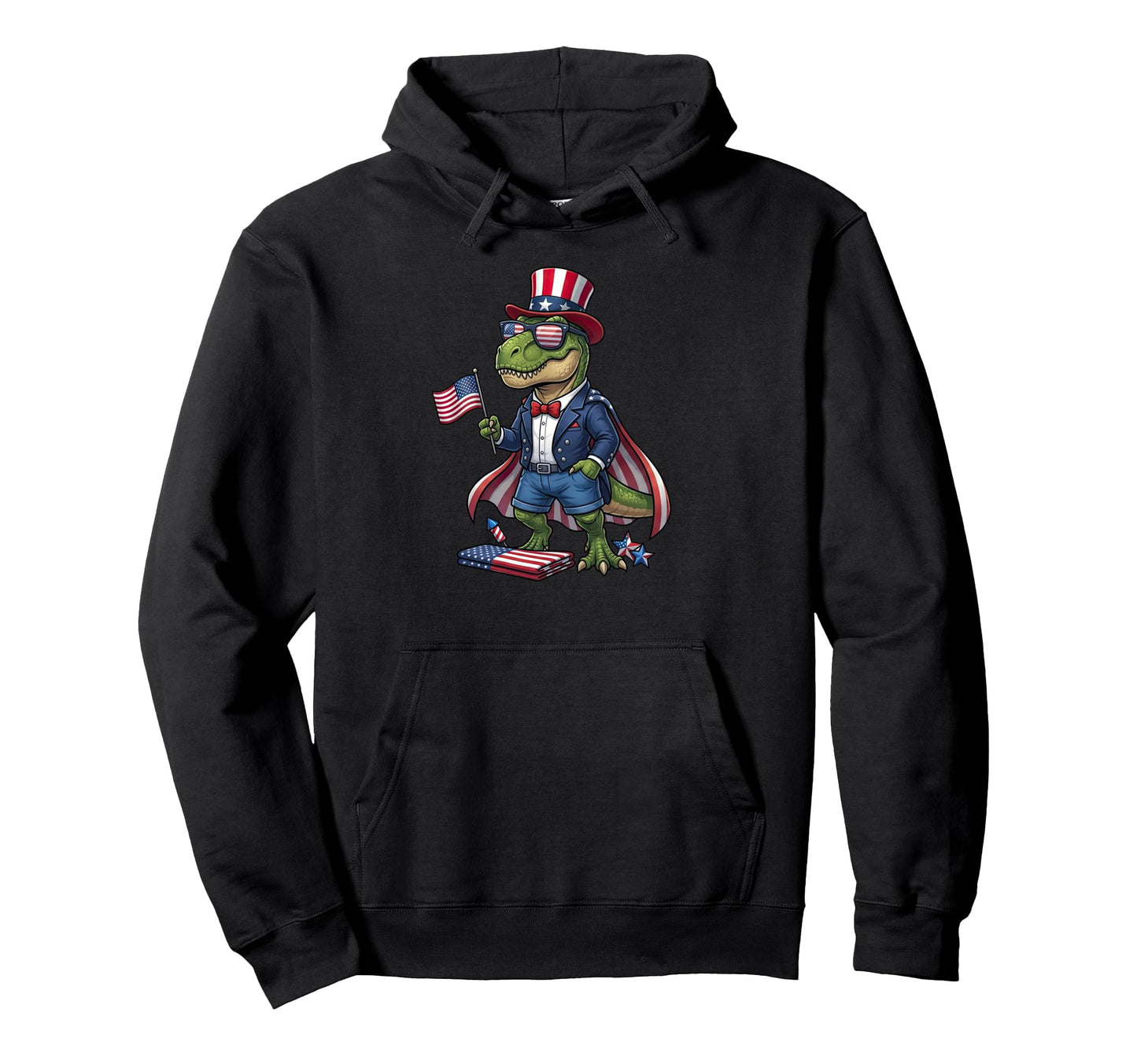 Funny T Rex American Usa Flag Memorial Hoodie - Trendy Graphic Men Women - T-Shirt, Sweatshirt, Hoodie