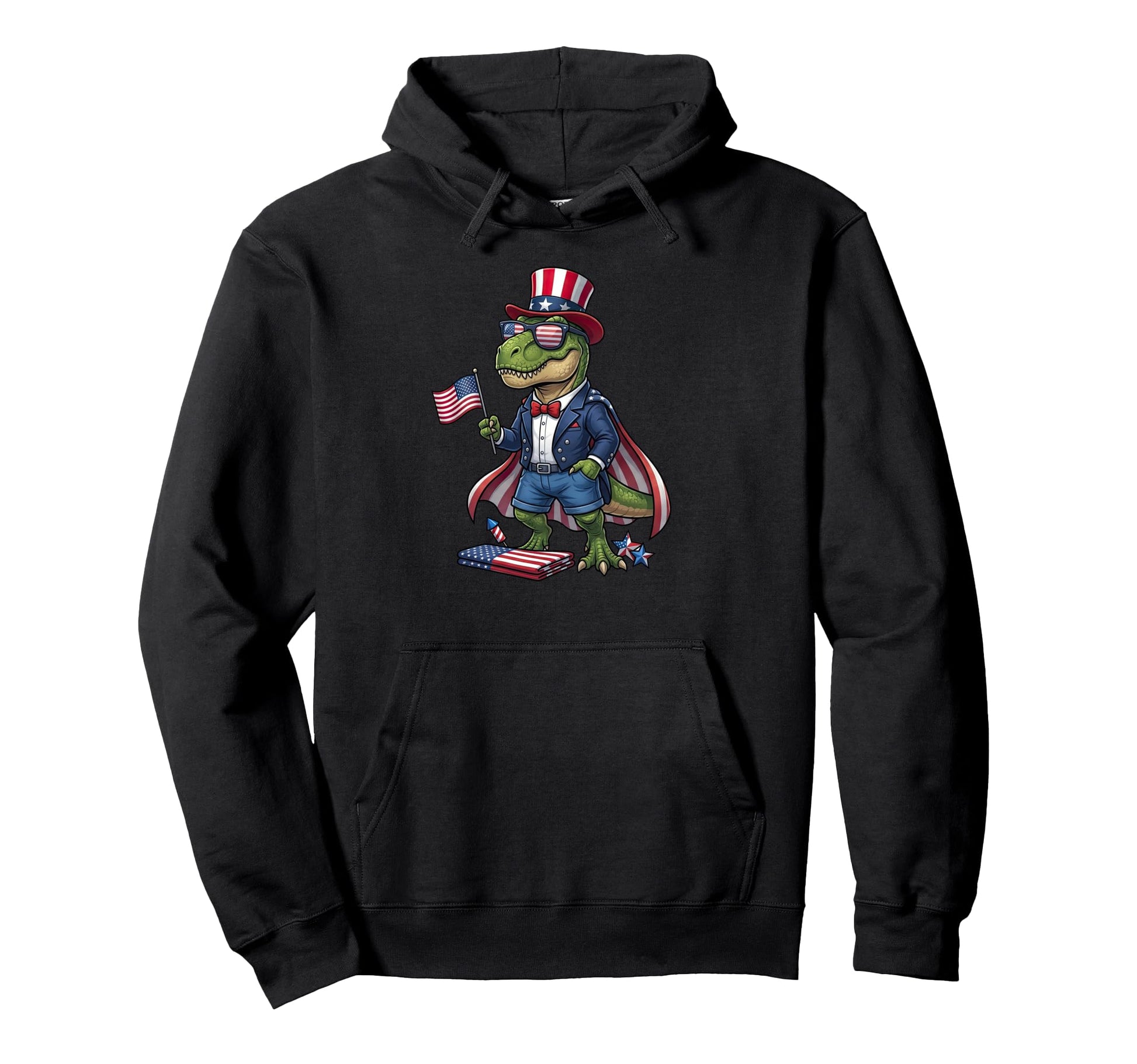 Funny T Rex American Usa Flag Memorial Hoodie - Trendy Graphic Men Women - T-Shirt, Sweatshirt, Hoodie