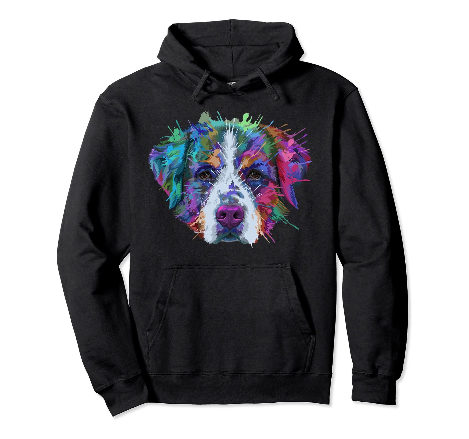 Bernese Mountain Dog Face Colorful Pop Art Hoodie - Novelty Apparel Unisex - T-Shirt, Sweatshirt, Hoodie