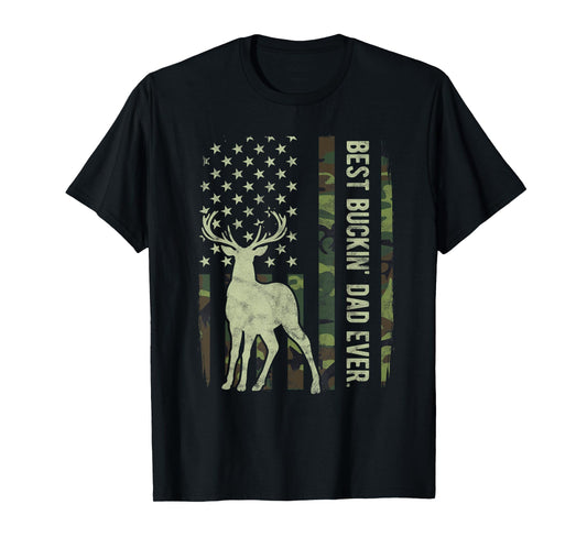 Best Buckin Dad Camouflage American T-Shirt - Custom Art Print Men Women - T-Shirt, Sweatshirt, Hoodie