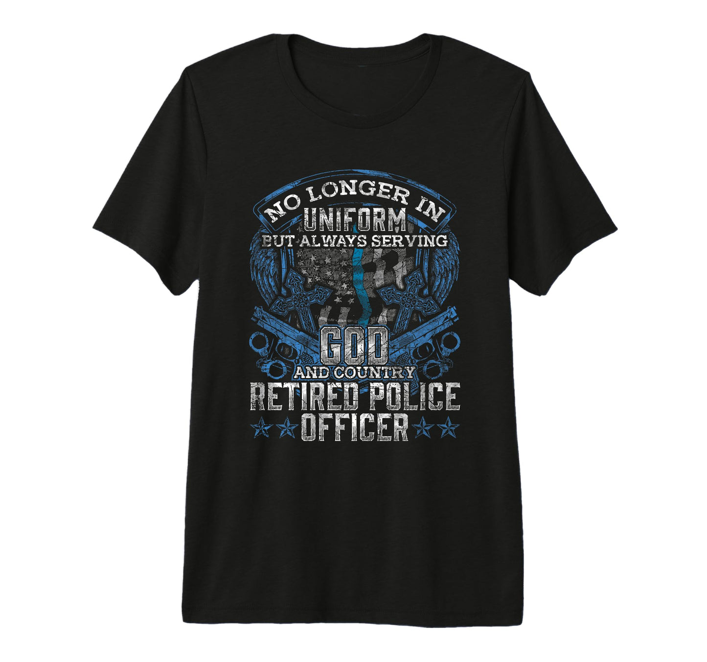 Mens Retired Police Officer Flag T-Shirt - Aesthetic Graphic Men Women - T-Shirt, Sweatshirt, Hoodie