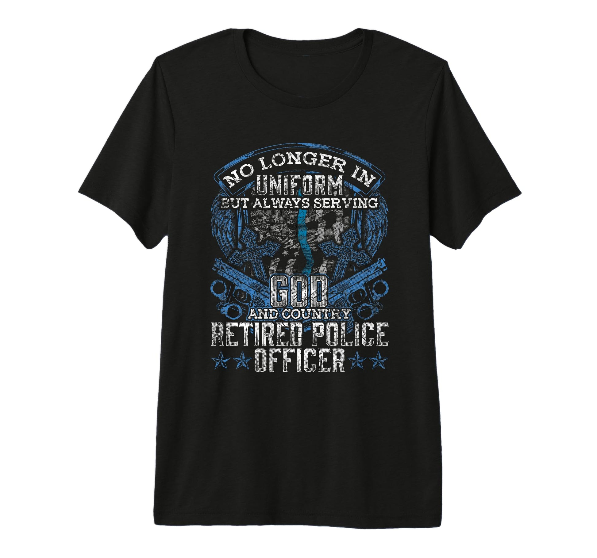 Mens Retired Police Officer Flag T-Shirt - Aesthetic Graphic Men Women - T-Shirt, Sweatshirt, Hoodie