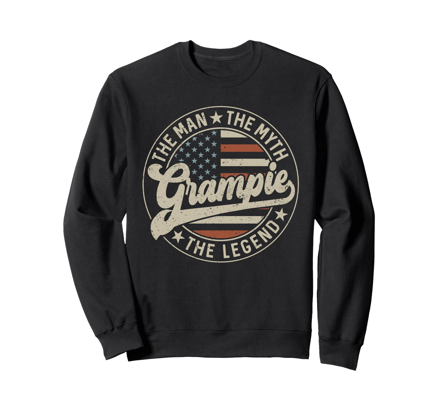 Grampie Myth Legend Us Flag Fathers Sweatshirt - Unique Graphic for Adults - T-Shirt, Sweatshirt, Hoodie