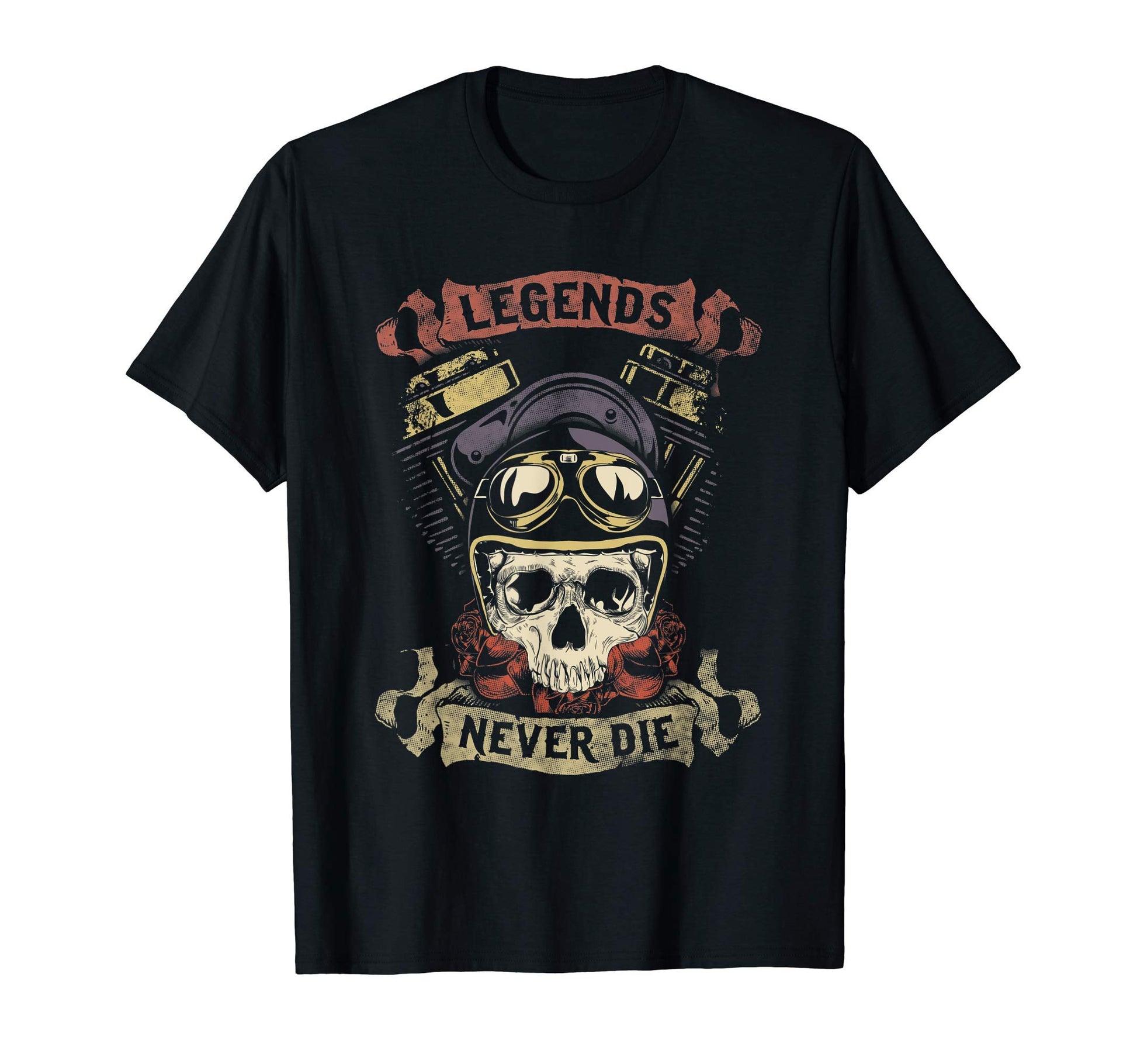 Skull Motorcycle Gift Biker Legends T-Shirt - Aesthetic Graphic Men Women - T-Shirt, Sweatshirt, Hoodie