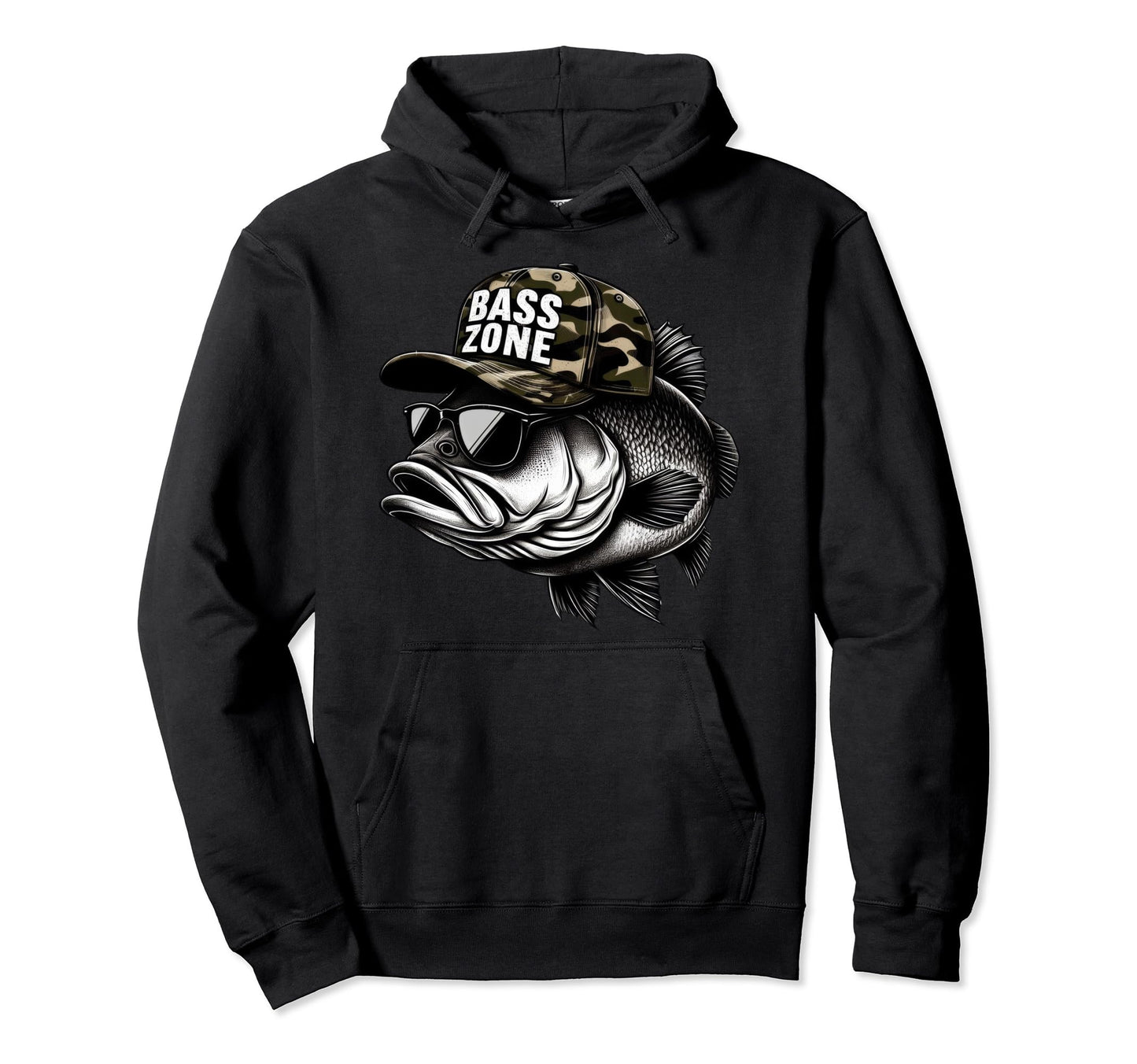 Camo Bass Fish Zone Dad Papa Trucker Hat Hoodie - Aesthetic Graphic Unisex - T-Shirt, Sweatshirt, Hoodie