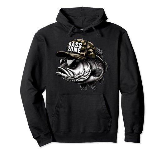 Camo Bass Fish Zone Dad Papa Trucker Hat Hoodie - Aesthetic Graphic Unisex - T-Shirt, Sweatshirt, Hoodie