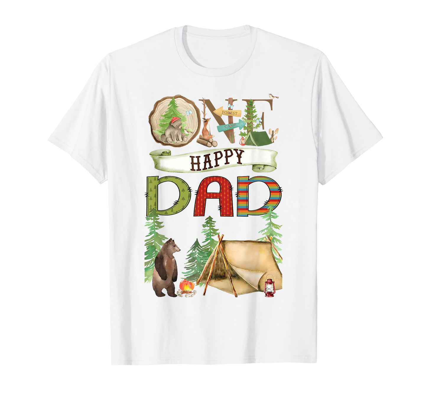 One Happy Dad Camper First Birthday T-Shirt - Graphic Print for Adults - T-Shirt, Sweatshirt, Hoodie