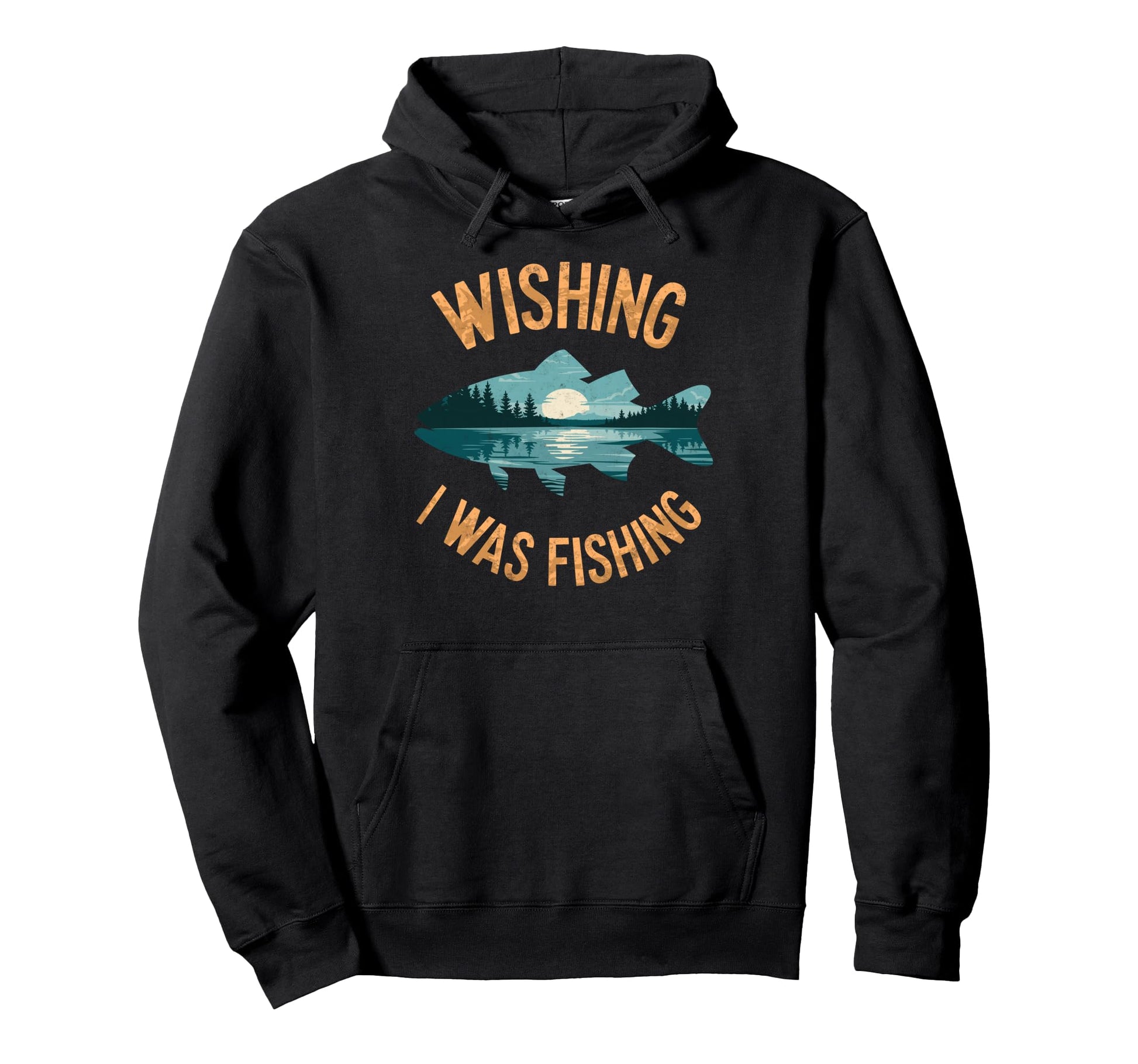 Funny Wishing I Was Fishing Meme Fisherman Hoodie - Graphic Print Unisex - T-Shirt, Sweatshirt, Hoodie