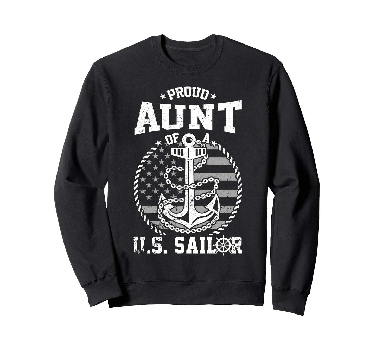 Proud Aunt Us Sailor Anchor Sweatshirt - Casual Everyday Wear for Adults - T-Shirt, Sweatshirt, Hoodie