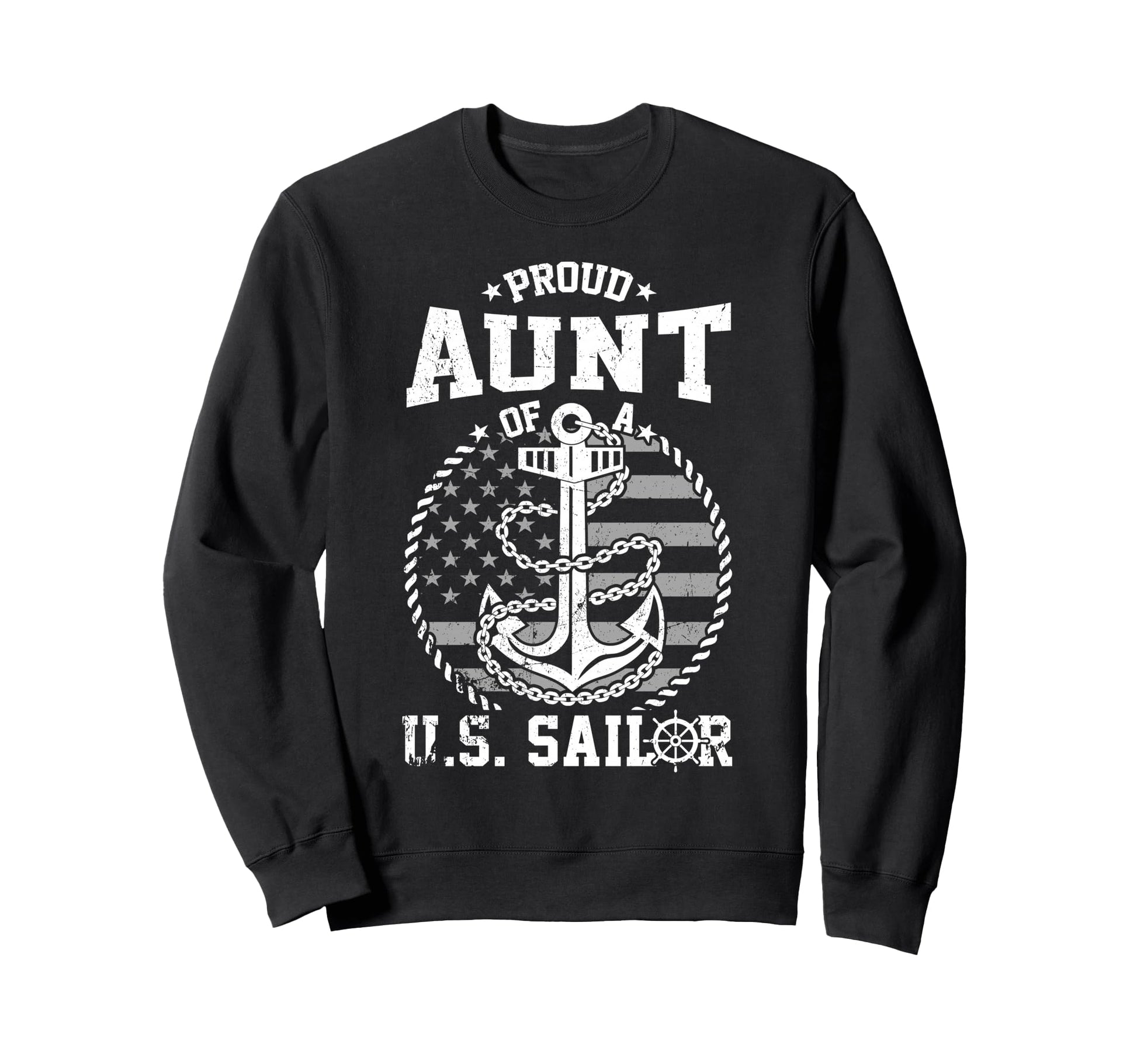 Proud Aunt Us Sailor Anchor Sweatshirt - Casual Everyday Wear for Adults - T-Shirt, Sweatshirt, Hoodie