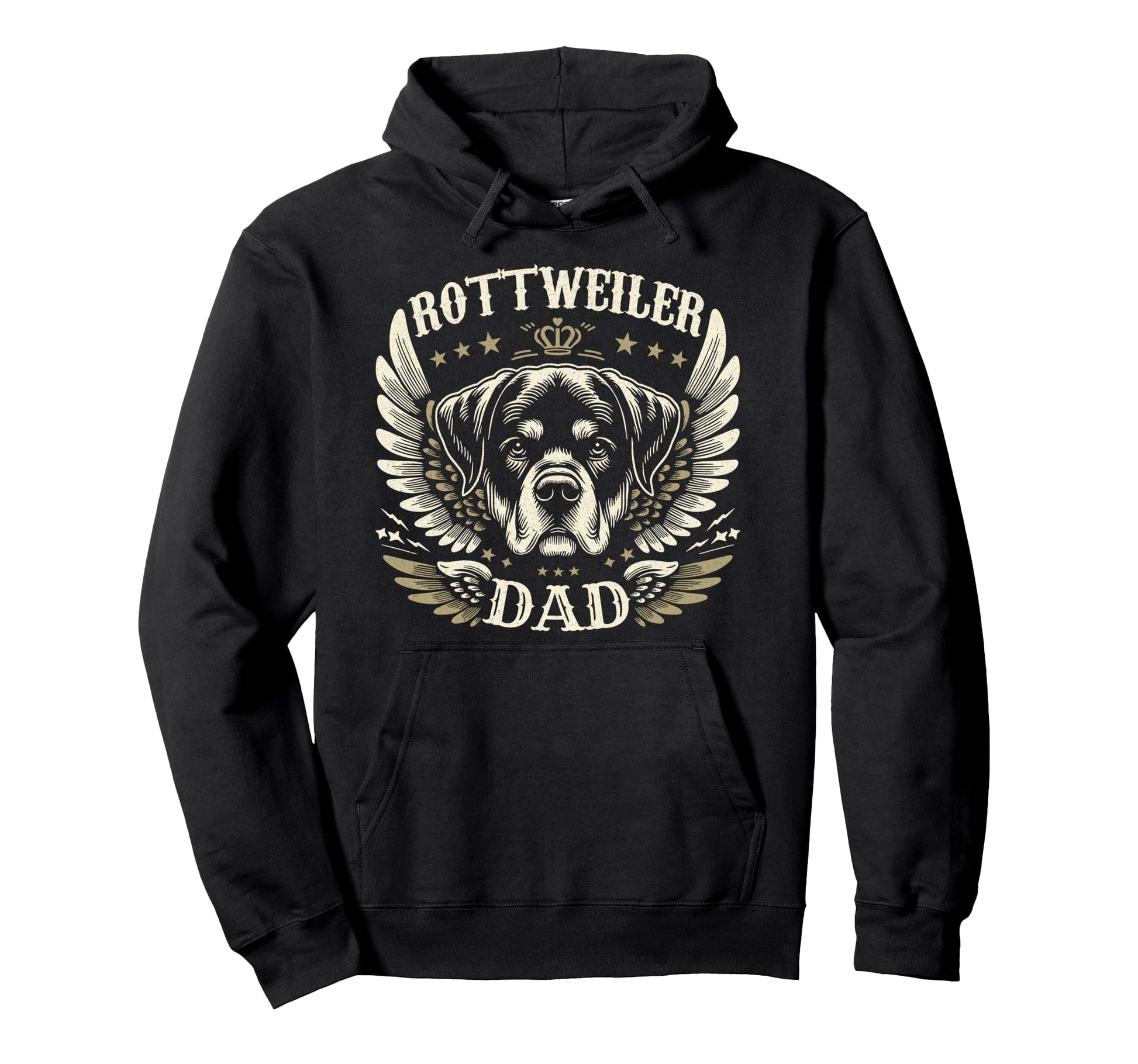Rottweiler Dad Biker Wings Motorcycle Hoodie - Novelty Apparel for Adults - T-Shirt, Sweatshirt, Hoodie