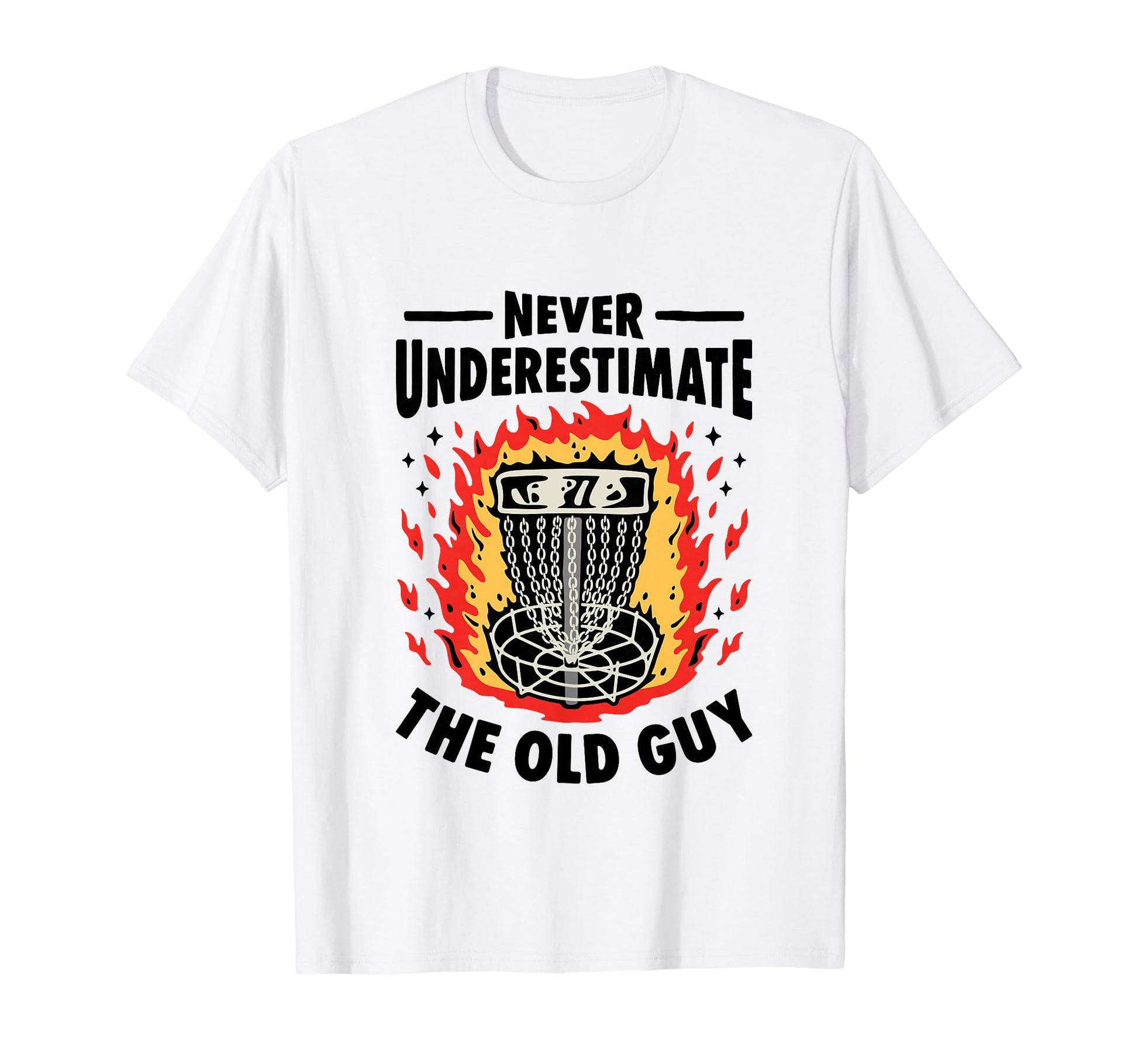 Never Underestimate Old Guy Disc T-Shirt - Custom Art Print for Adults - T-Shirt, Sweatshirt, Hoodie