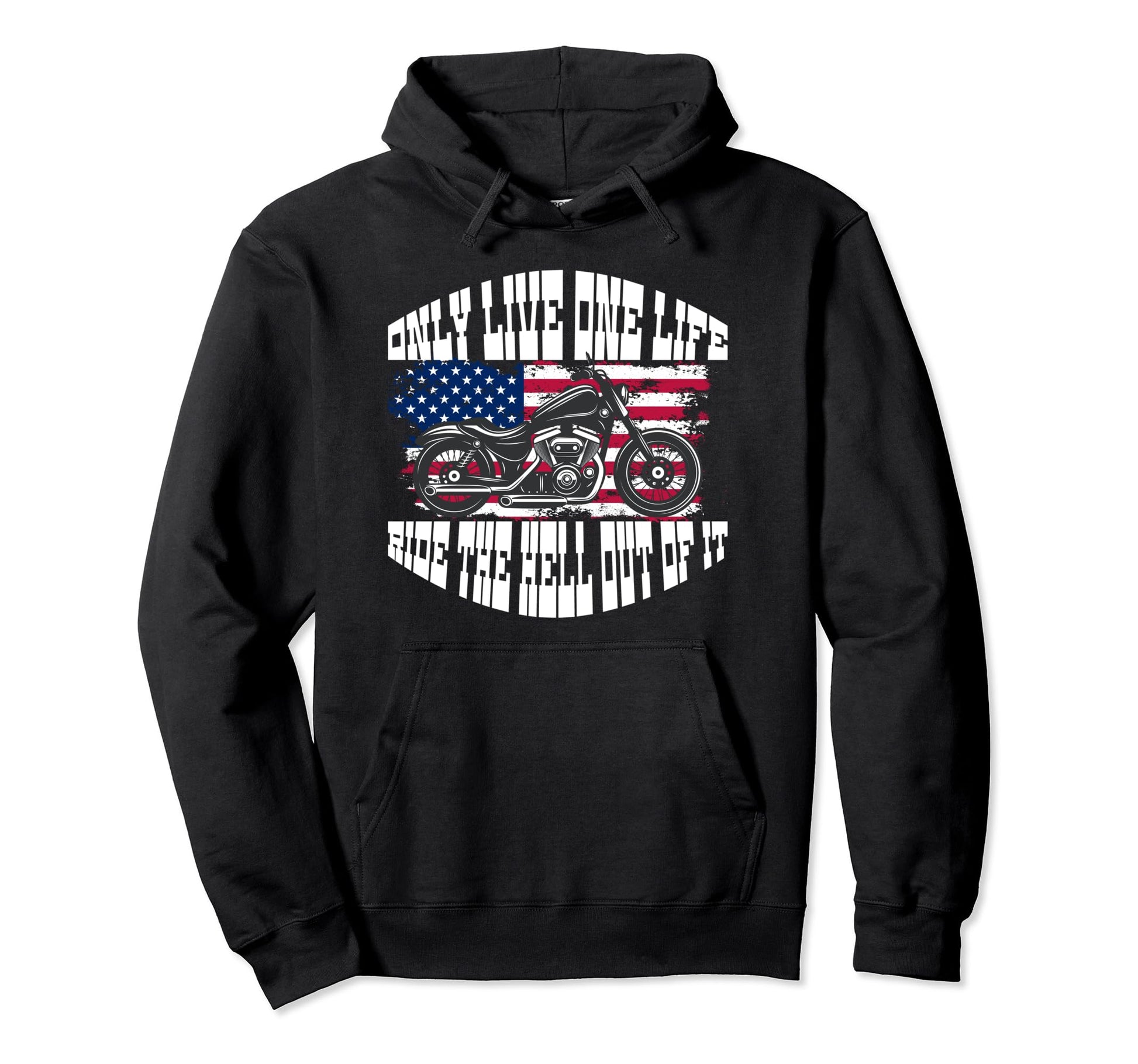 Us Flag Biker Dad Motorcycle Fathers Hoodie - Novelty Apparel Men Women - T-Shirt, Sweatshirt, Hoodie