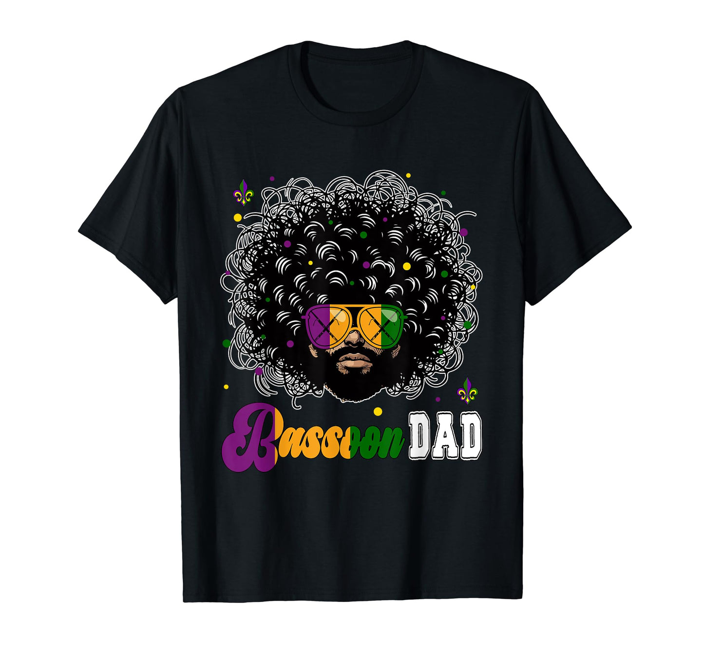 Bassoon Dad Mardi Gras Afro Sunglasses T-Shirt - Unique Graphic for Adults - T-Shirt, Sweatshirt, Hoodie