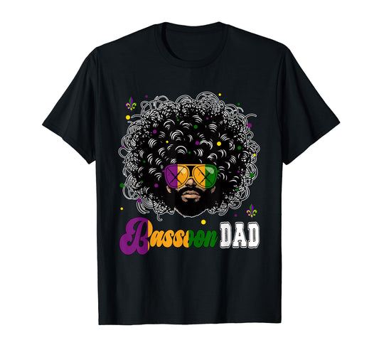 Bassoon Dad Mardi Gras Afro Sunglasses T-Shirt - Unique Graphic for Adults - T-Shirt, Sweatshirt, Hoodie