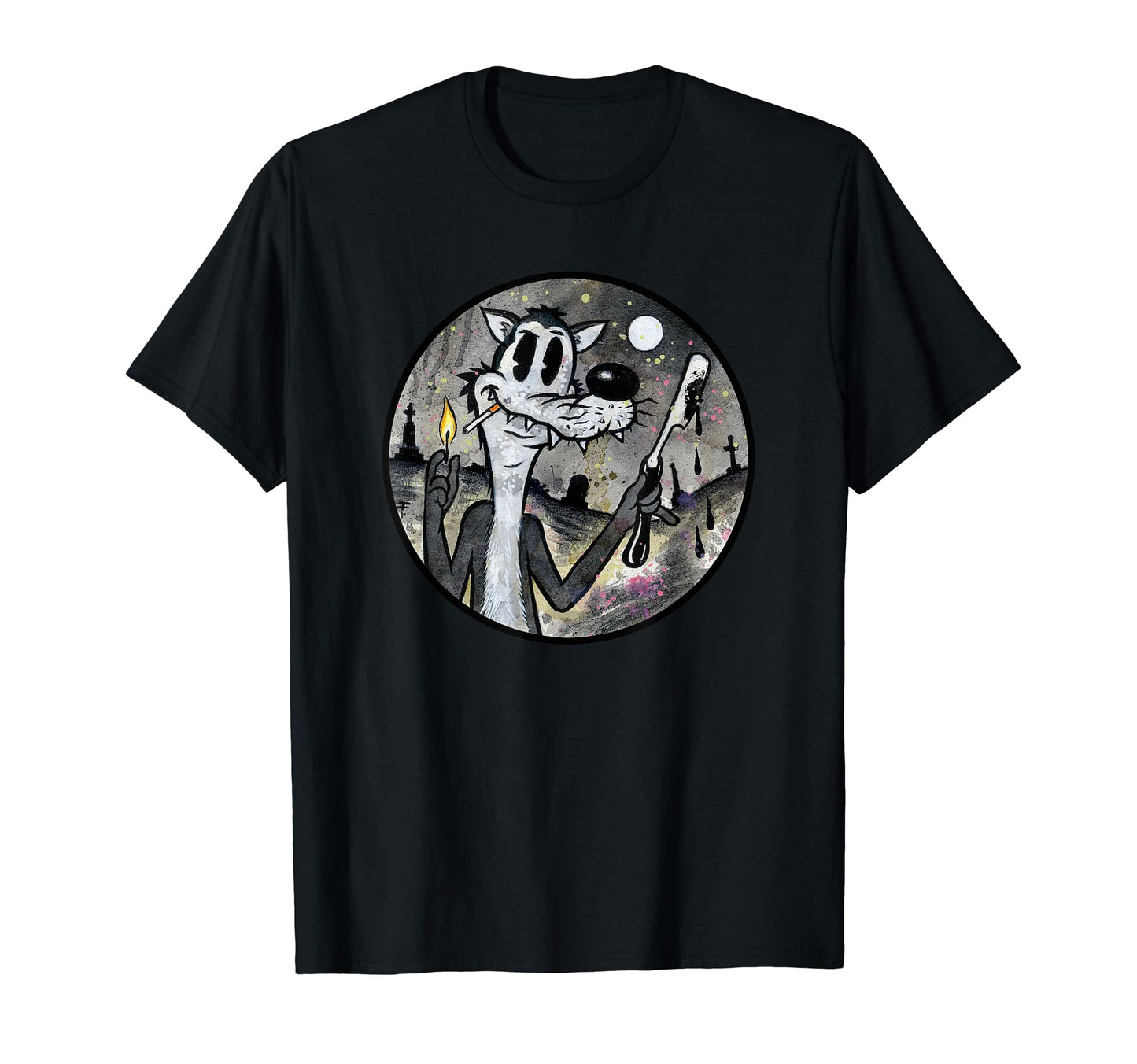 Big Bad Wolf Horror Cartoon T-Shirt - Casual Everyday Wear Men Women - T-Shirt, Sweatshirt, Hoodie
