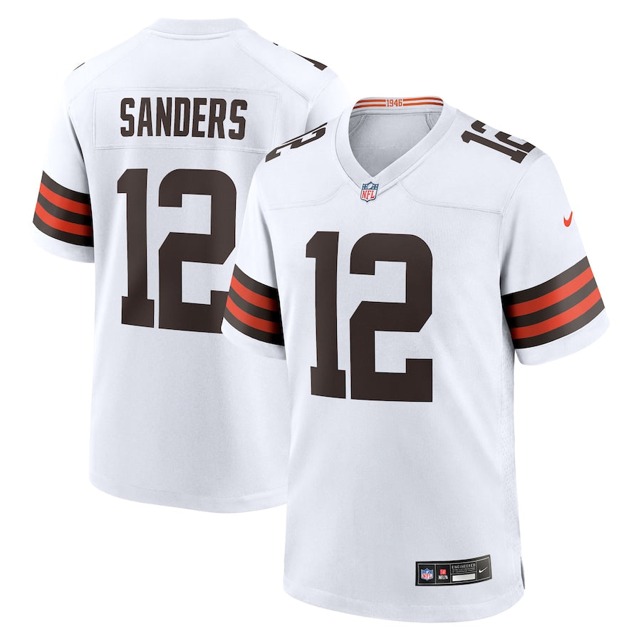 Men's Cleveland Browns Shedeur Sanders White 2025 NFL Draft Game Jersey football jersey product view 1