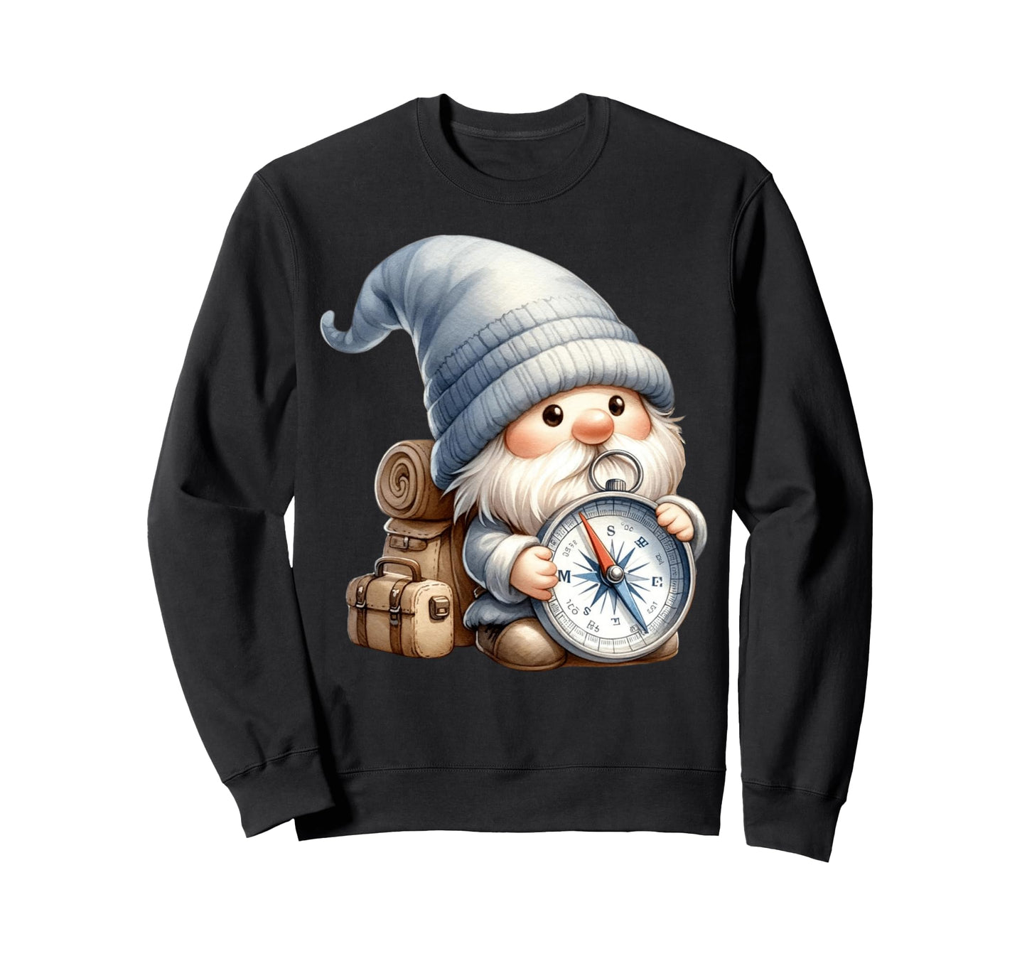 Camping Dad Gnome Compass Hiking Sweatshirt - Graphic Print Men Women - T-Shirt, Sweatshirt, Hoodie