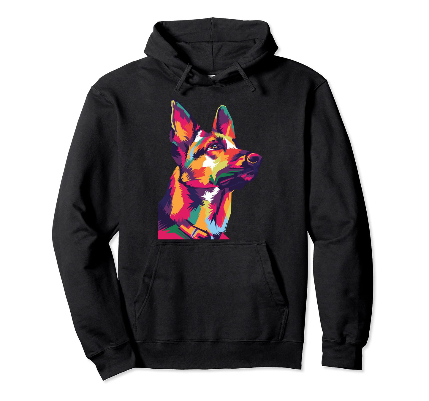 Colorful German Shepherd Head Dog Hoodie - Fun Novelty Design Men Women - T-Shirt, Sweatshirt, Hoodie