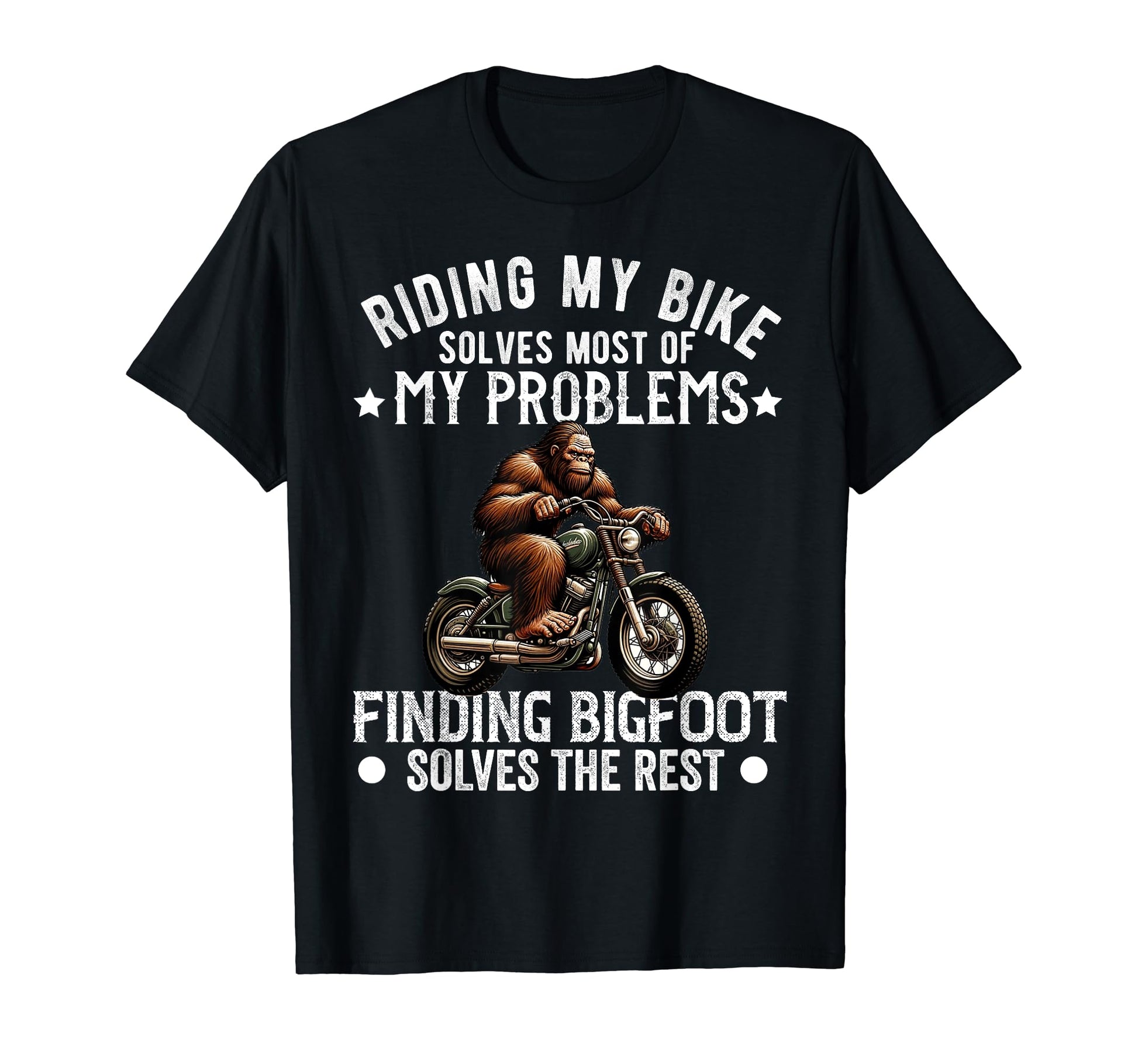 Motorcycle Bigfoot Sasquatch Dad Biker T-Shirt - Trendy Graphic for Adults - T-Shirt, Sweatshirt, Hoodie