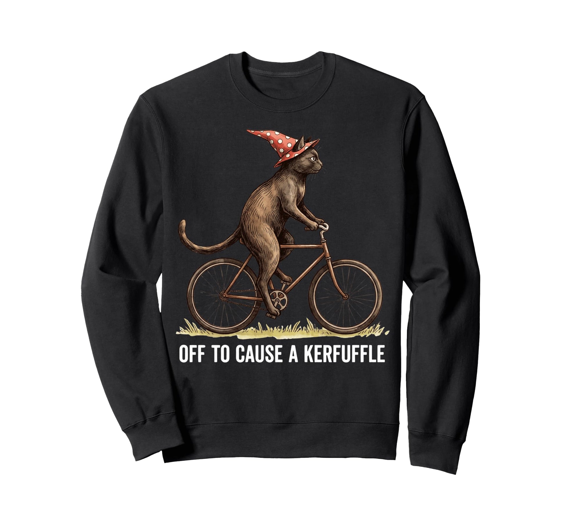 Off To Cause Kerfuffle Black Cat Sweatshirt - Trendy Graphic Men Women - T-Shirt, Sweatshirt, Hoodie