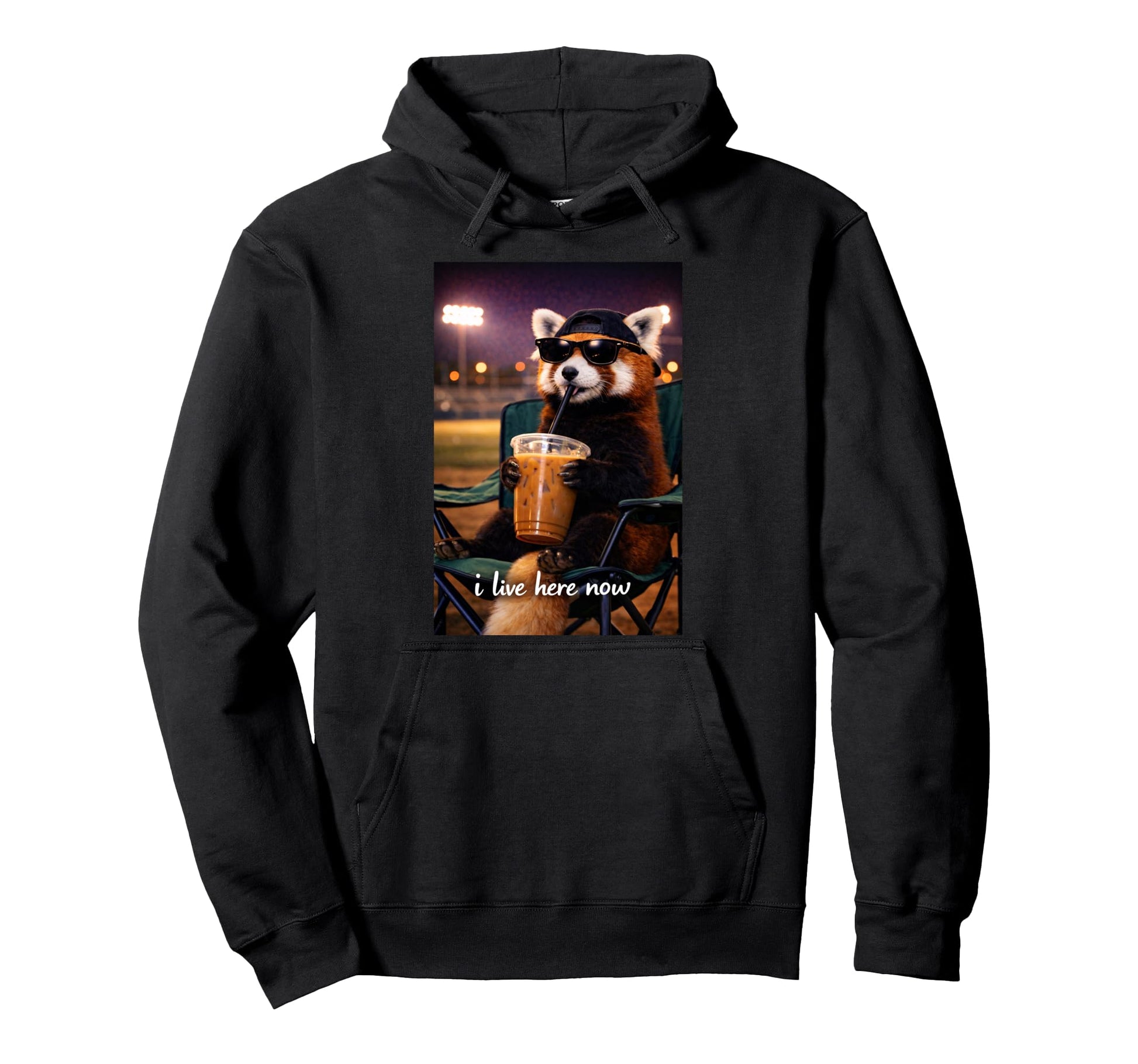 Funny Red Panda Ballfield Baseball Field I Hoodie - Unique Graphic Unisex - T-Shirt, Sweatshirt, Hoodie