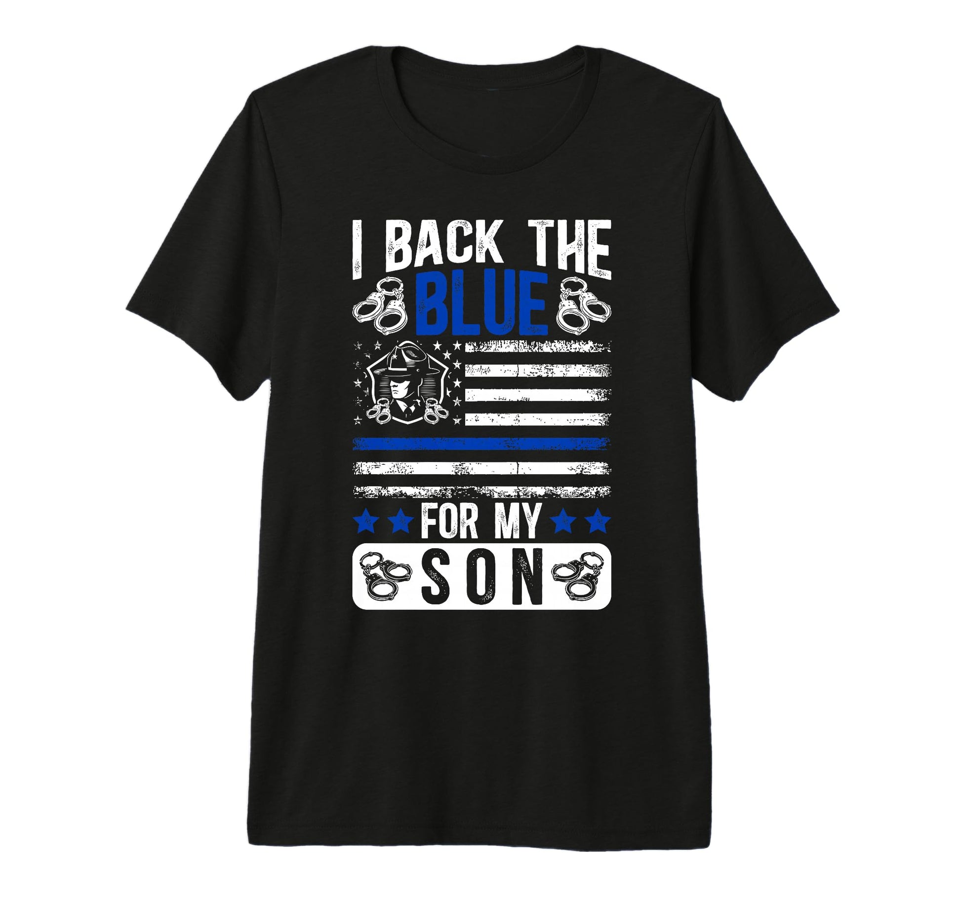 Mens I Back Blue Police Dad Police T-Shirt - Streetwear Style for Adults - T-Shirt, Sweatshirt, Hoodie