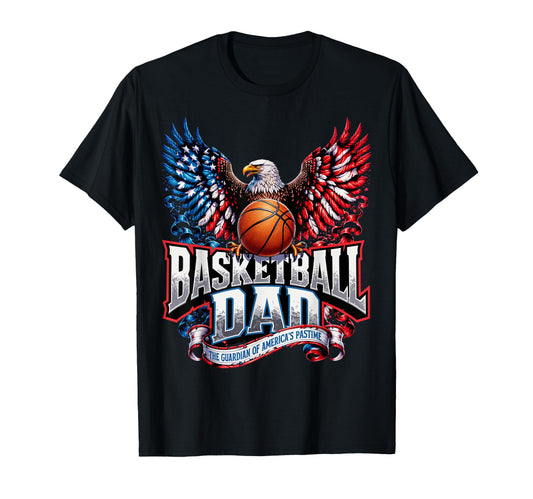 Basketball Dad American Flag T-Shirt - Casual Everyday Wear for Adults - T-Shirt, Sweatshirt, Hoodie