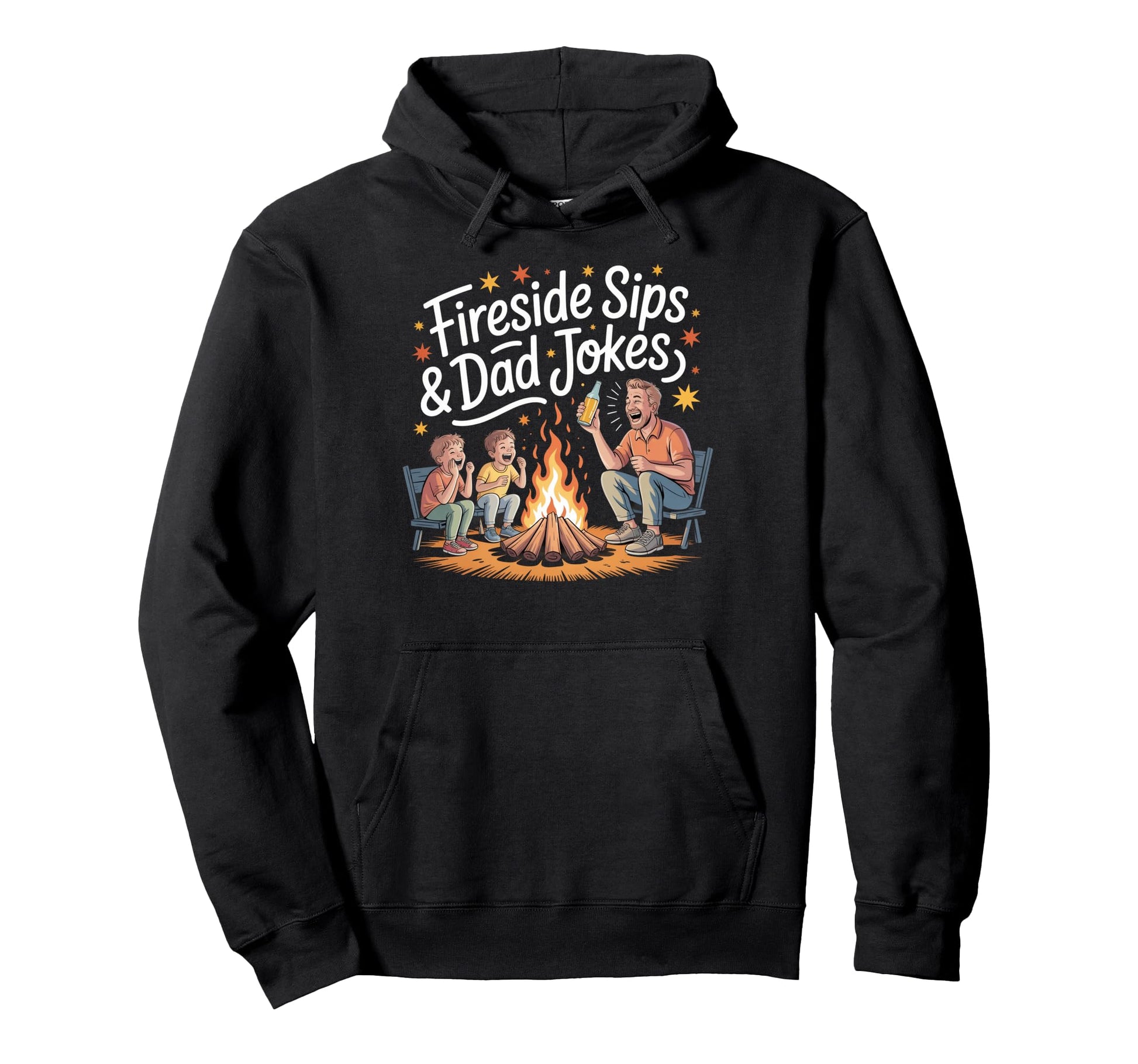 Fireside Sips Dad Jokes Camping Camper Hoodie - Aesthetic Graphic Unisex - T-Shirt, Sweatshirt, Hoodie