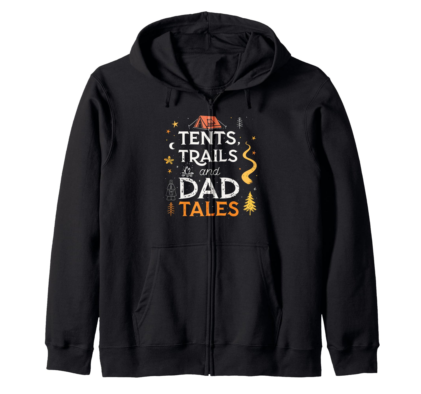 Tents Trails And Dad Tales Hiking Hoodie - Novelty Apparel for Adults - T-Shirt, Sweatshirt, Hoodie