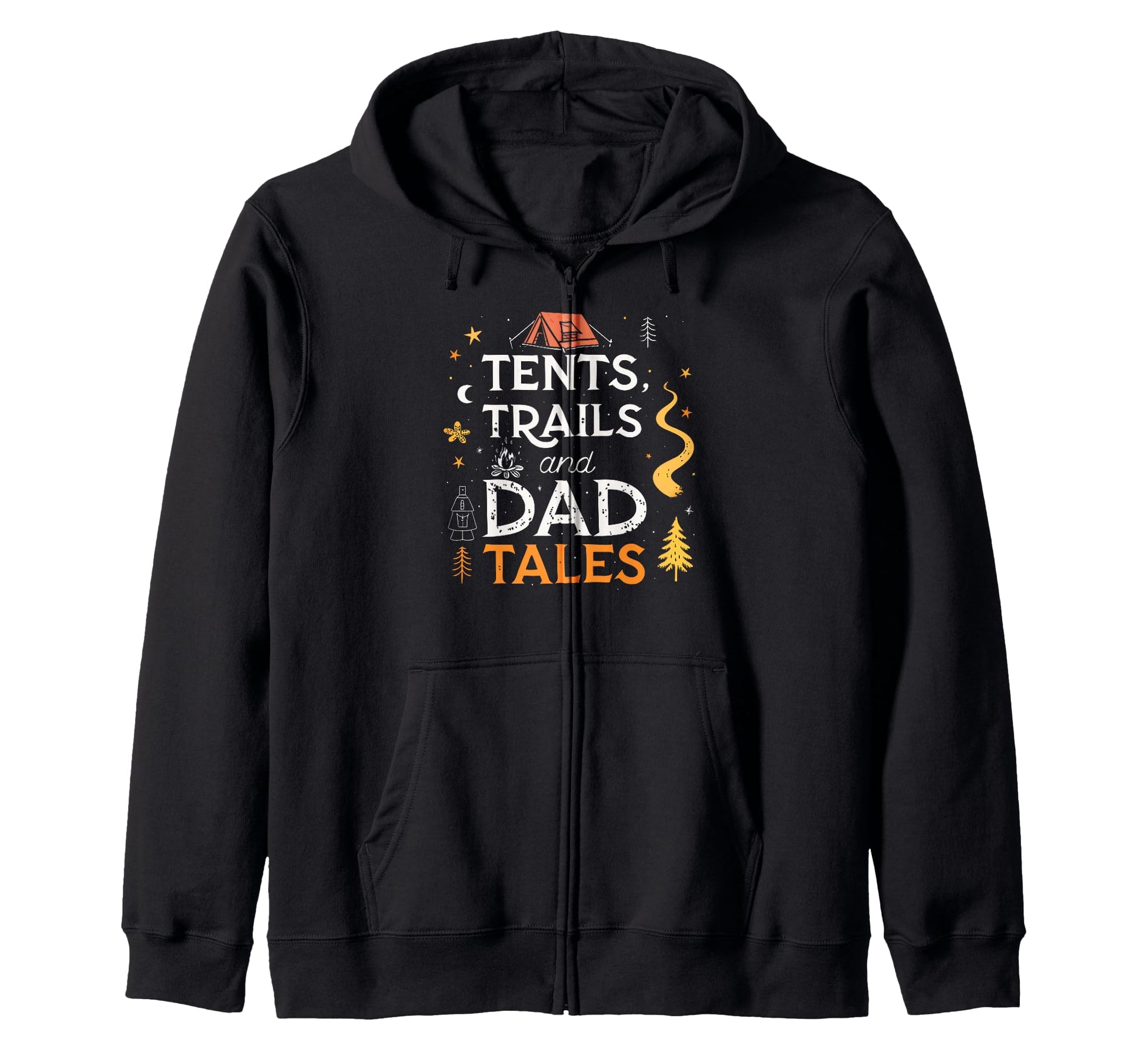 Tents Trails And Dad Tales Hiking Hoodie - Novelty Apparel for Adults - T-Shirt, Sweatshirt, Hoodie
