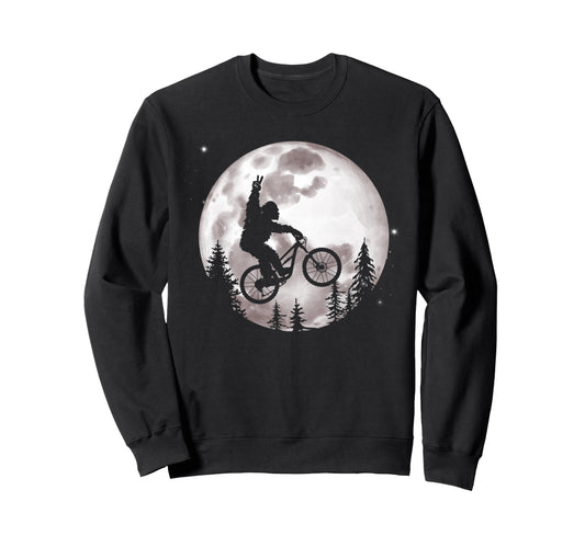 Bigfoot Mountain Bike Moon Funny Sweatshirt - Aesthetic Graphic for Adults - T-Shirt, Sweatshirt, Hoodie