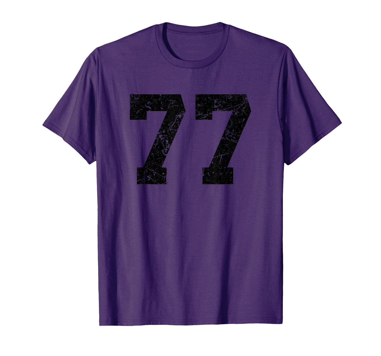 Number 77 Black Distressed Number T-Shirt - Novelty Apparel Men Women - T-Shirt, Sweatshirt, Hoodie