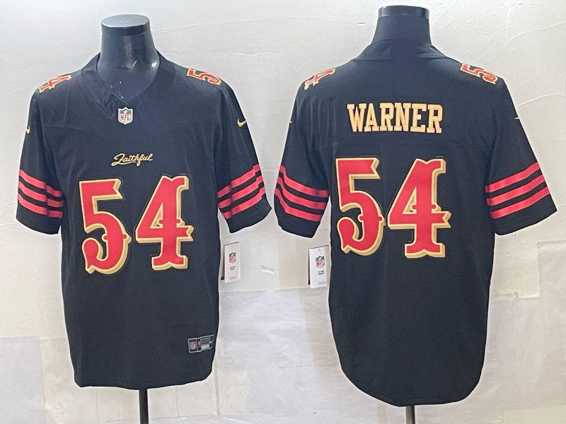Men's San Francisco 49ers Fred Warner Black 2025 Rivalries Collection Game Jersey football jersey product view 1
