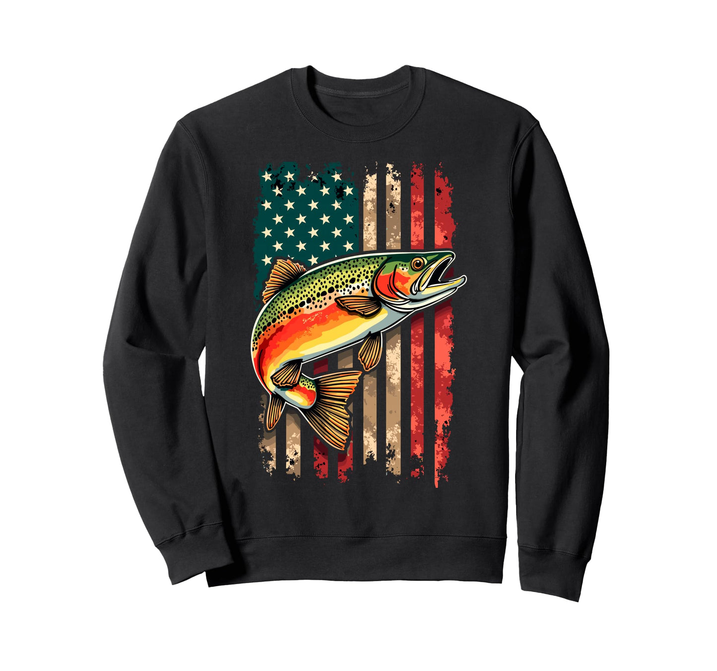 Us American Flag Fishing Lover Fish Sweatshirt - Unique Graphic Men Women - T-Shirt, Sweatshirt, Hoodie